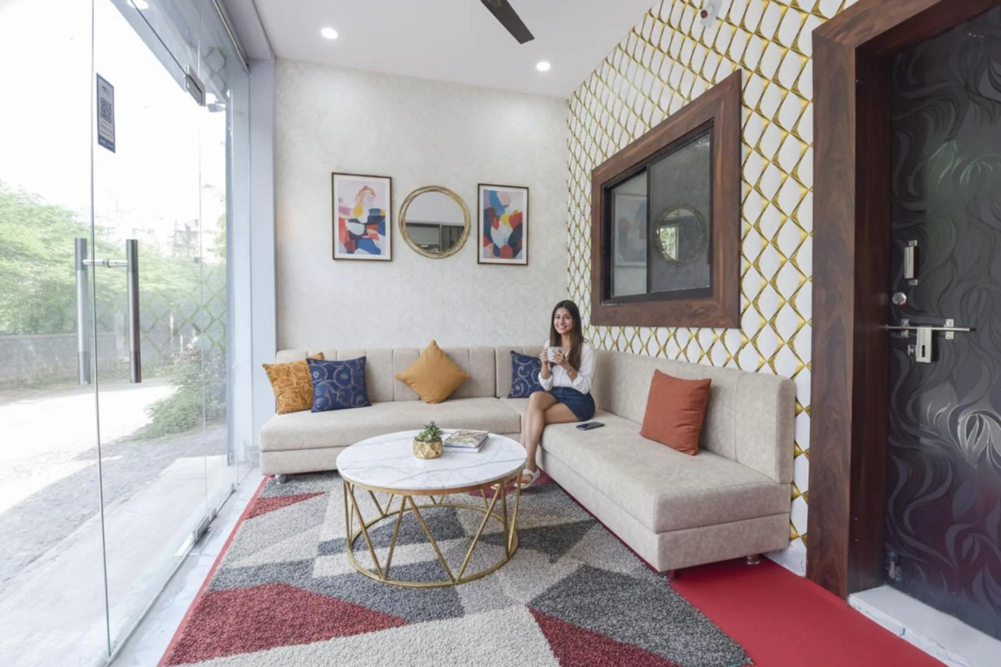 Seating area in Via Shree Krishna Guest House