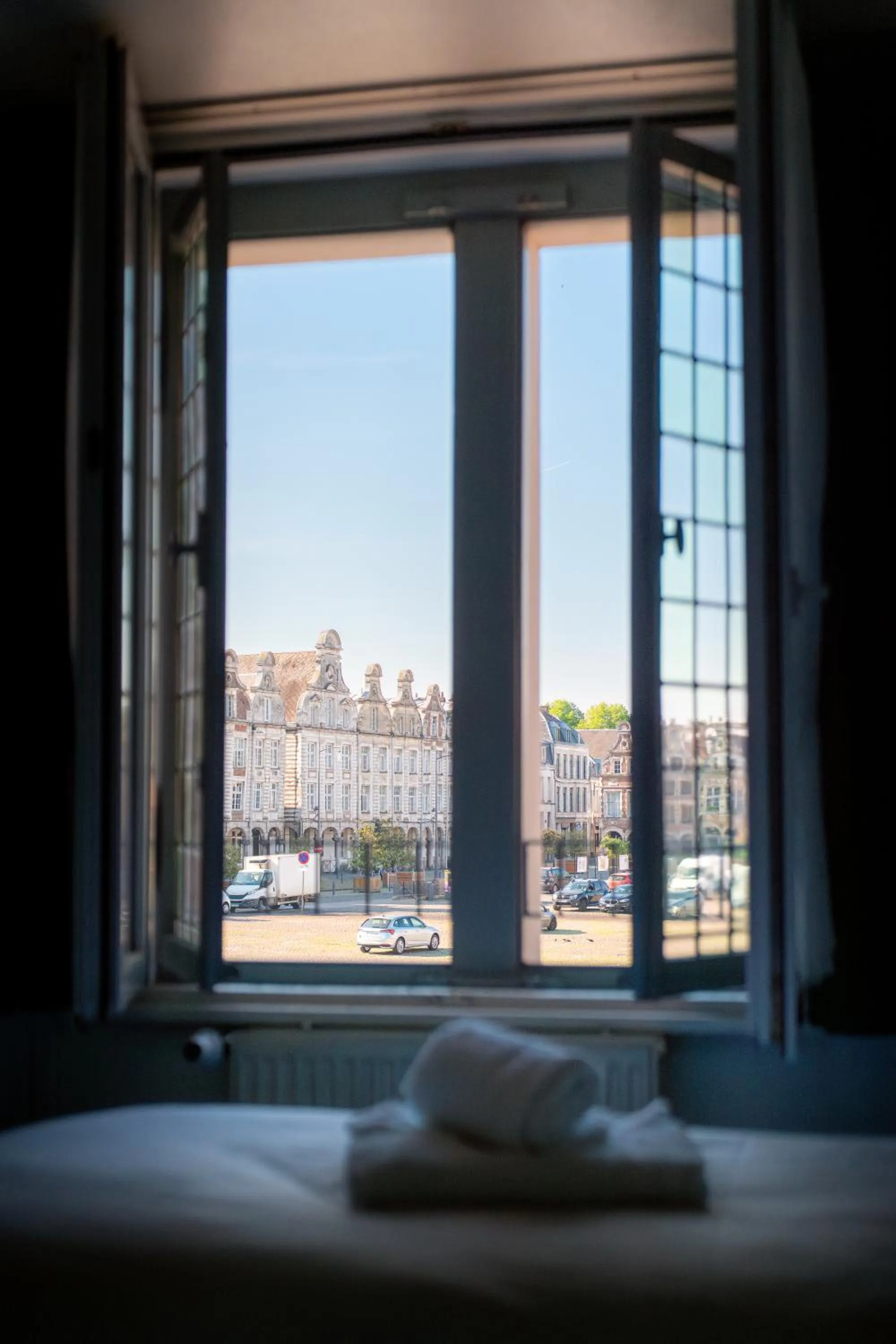 View (from property/room), Bed in Hôtel Les Trois Luppars