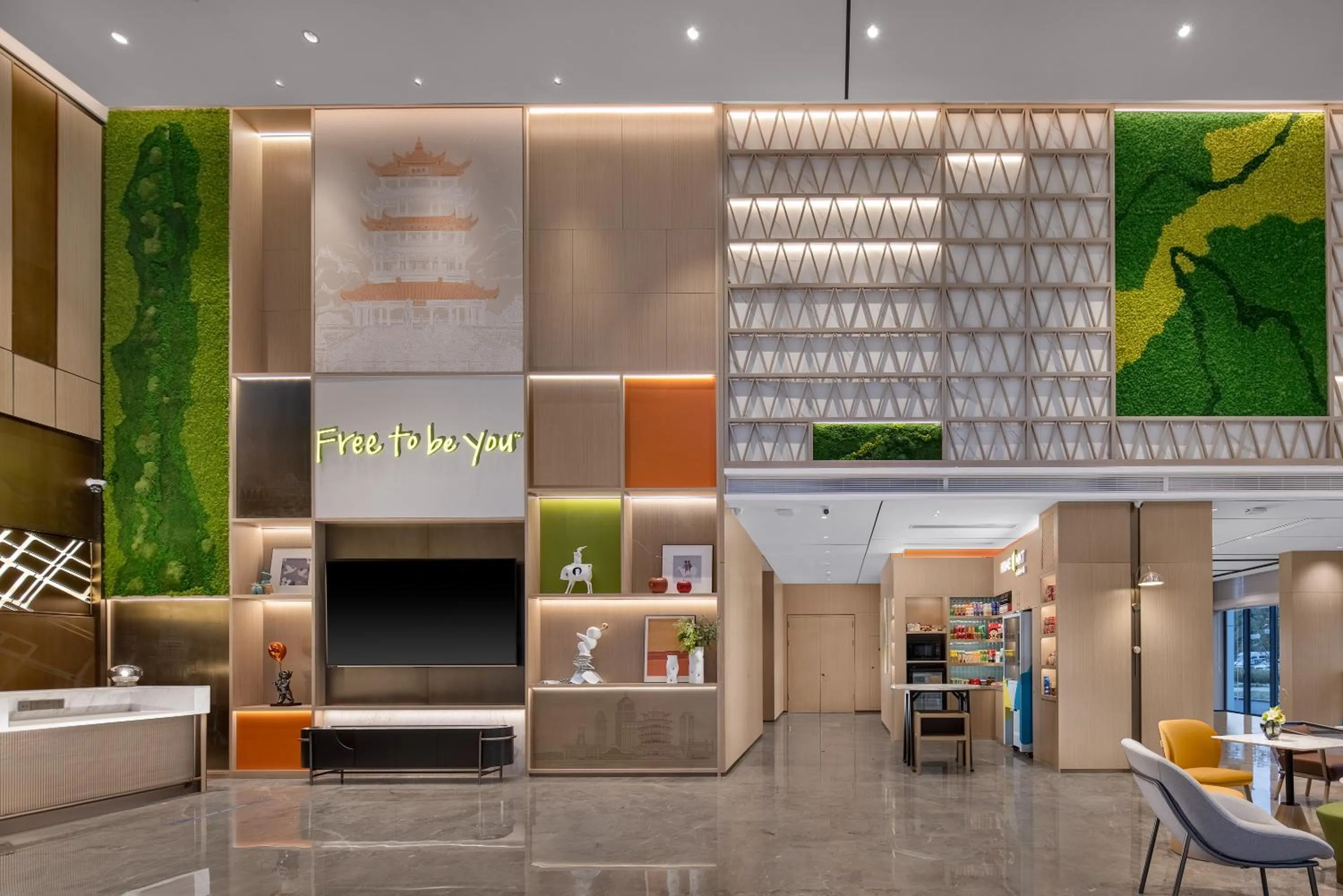 Seating area in Home2 by Suite Wuhan Qingshan