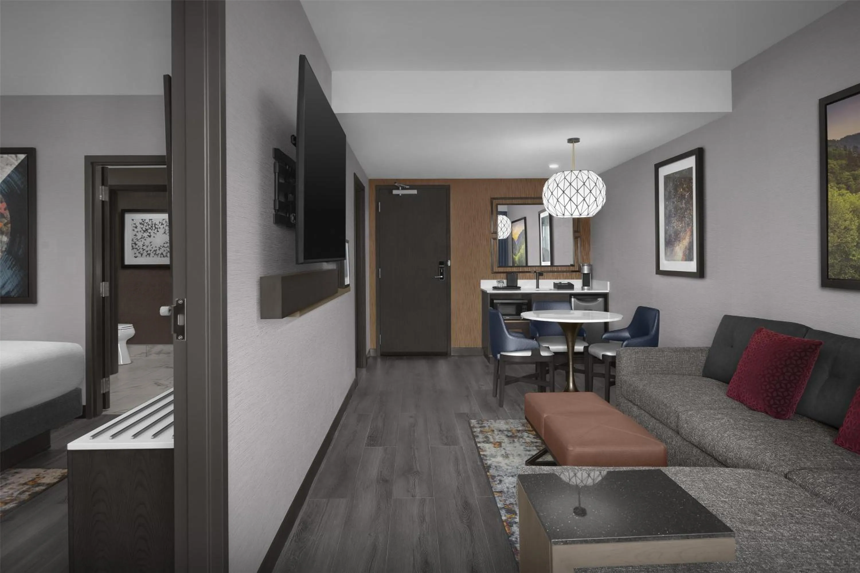 Living room, Bed in Embassy Suites By Hilton Pigeon Forge Resort