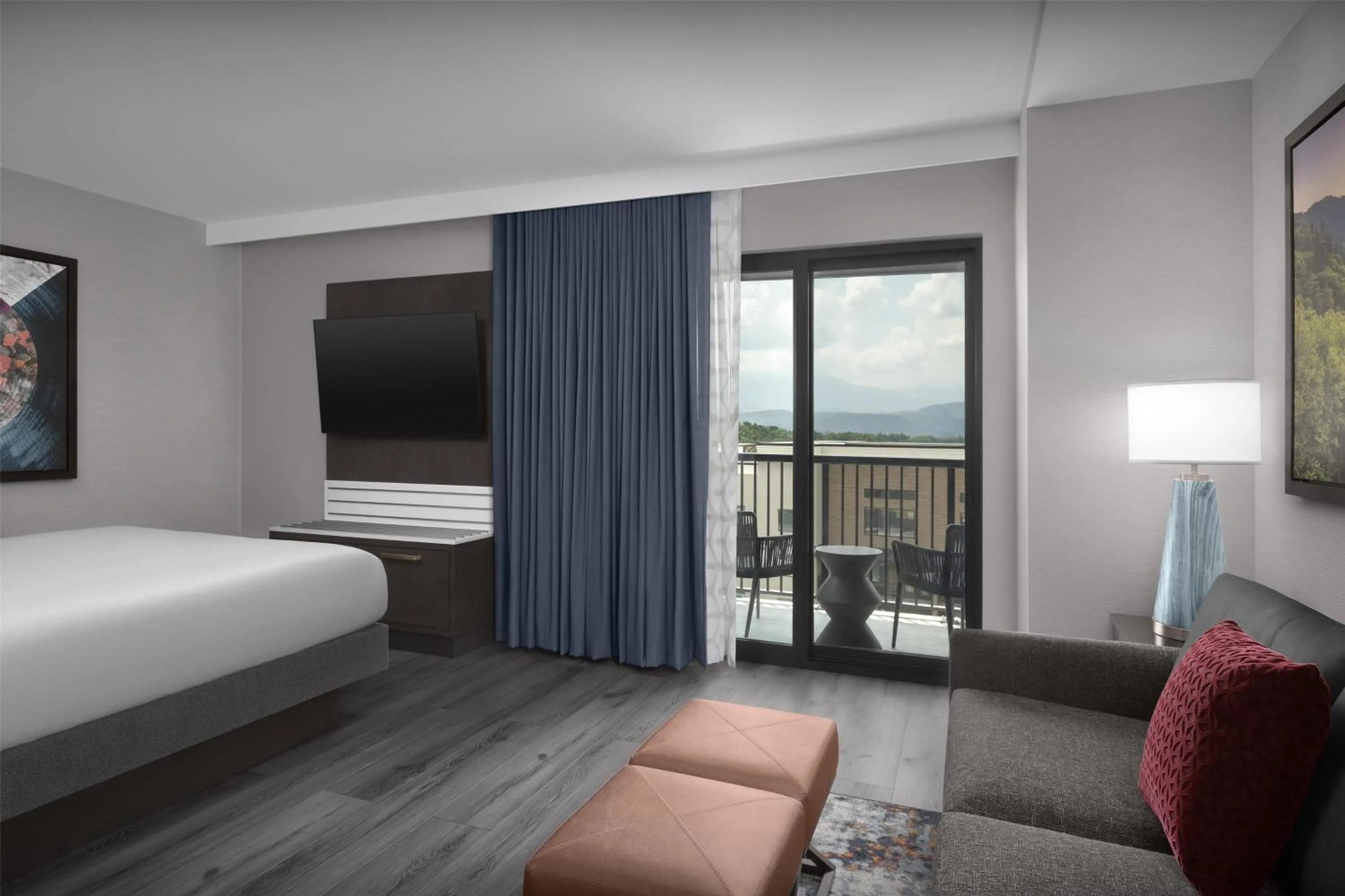 Living room, Bed in Embassy Suites By Hilton Pigeon Forge Resort