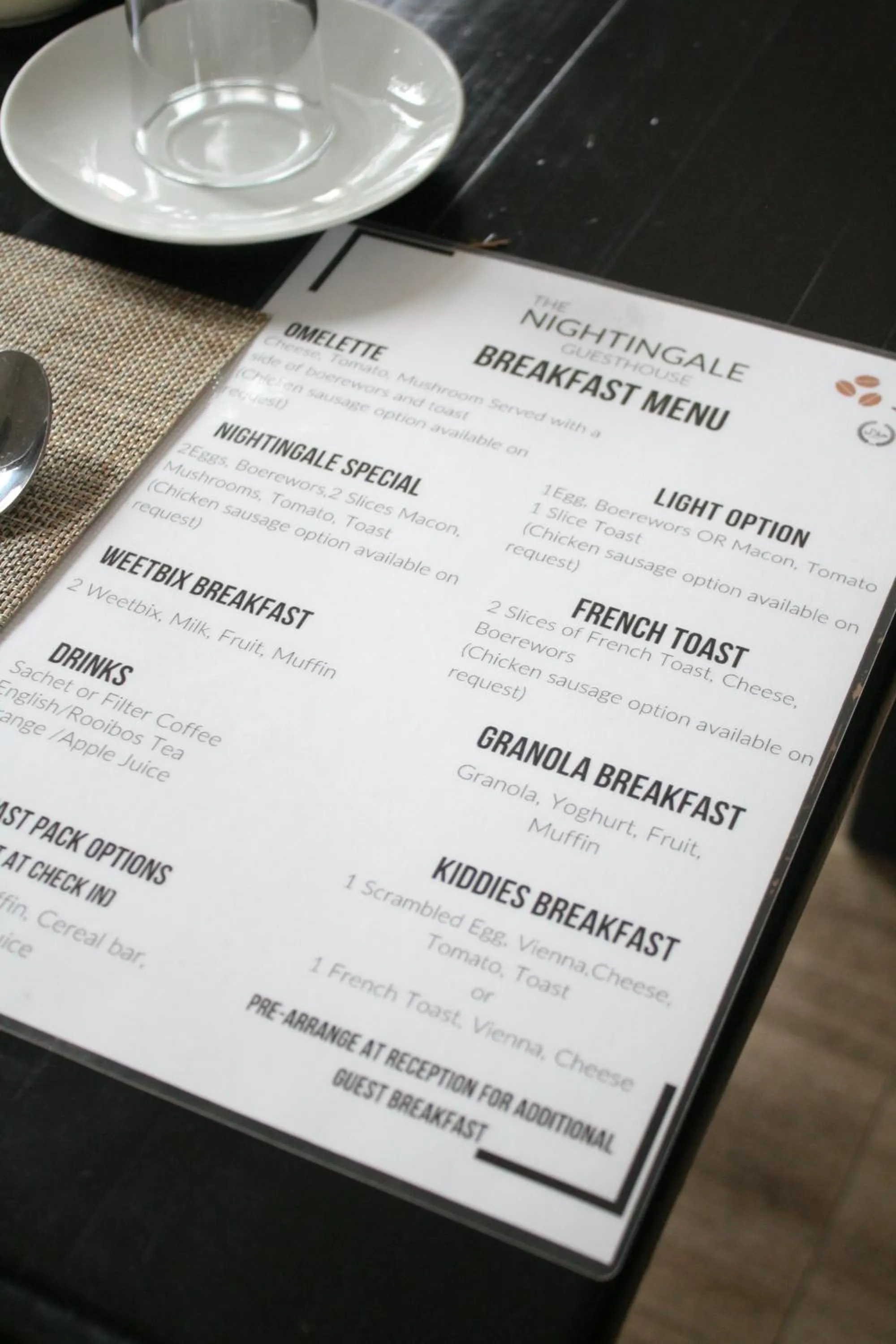 Food and drinks in The Nightingale Guesthouse