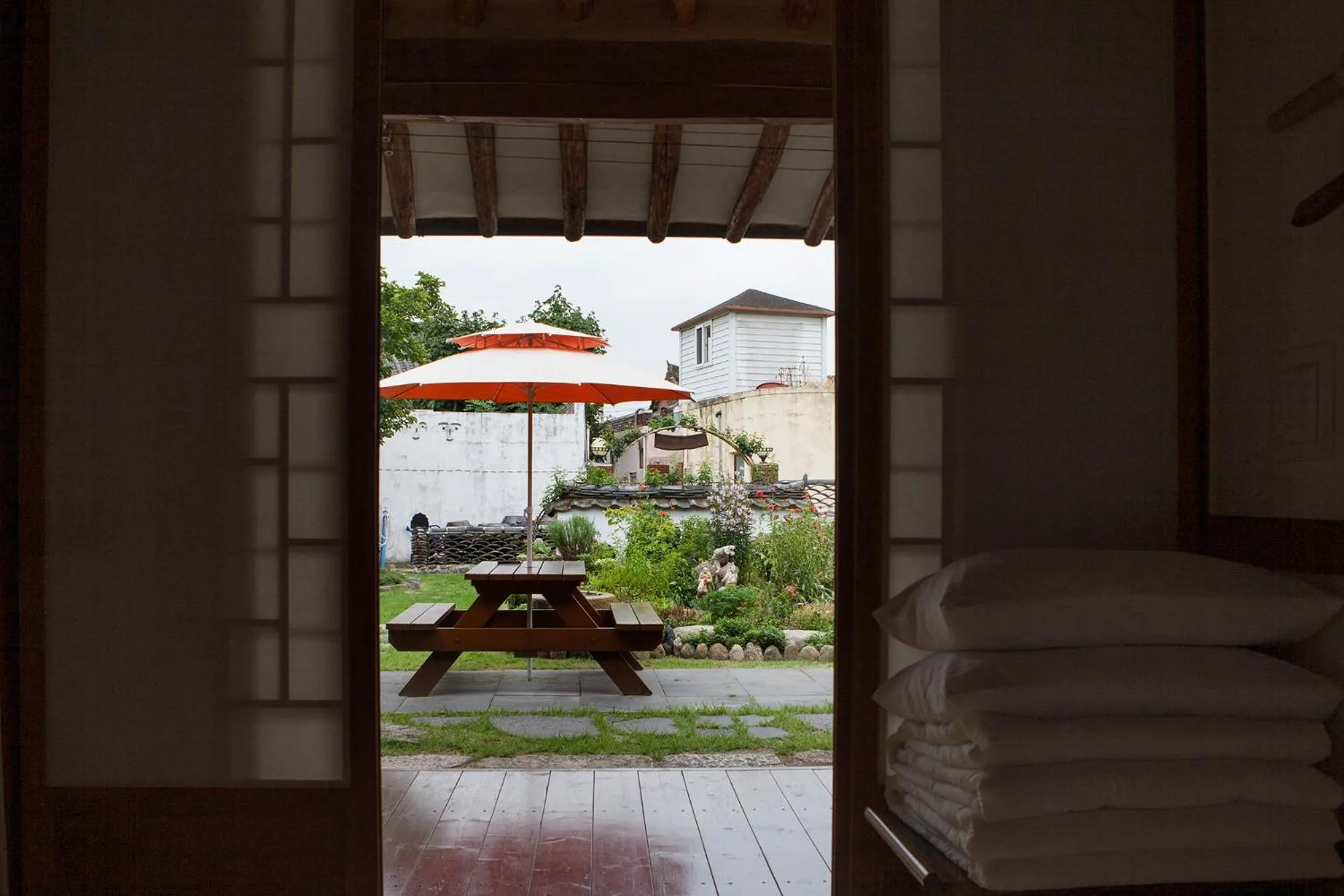 Seating area in Hanok Raon