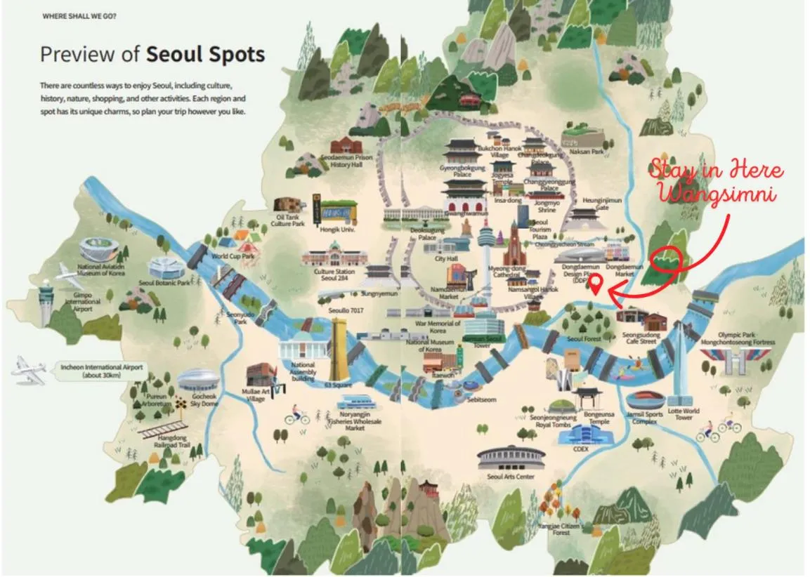 Text overlay in Stay in Here Wangsimni Seoul