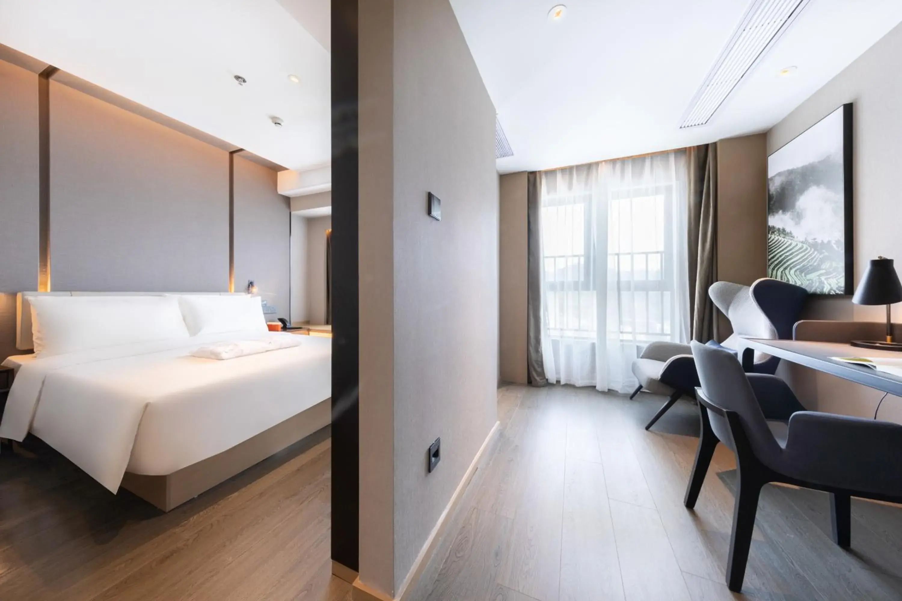 Bed in Atour Hotel Shenzhen Guangming Science City Zhengda City Bed in Atour Hotel Shenzhen Guangming Science City Zhengda City