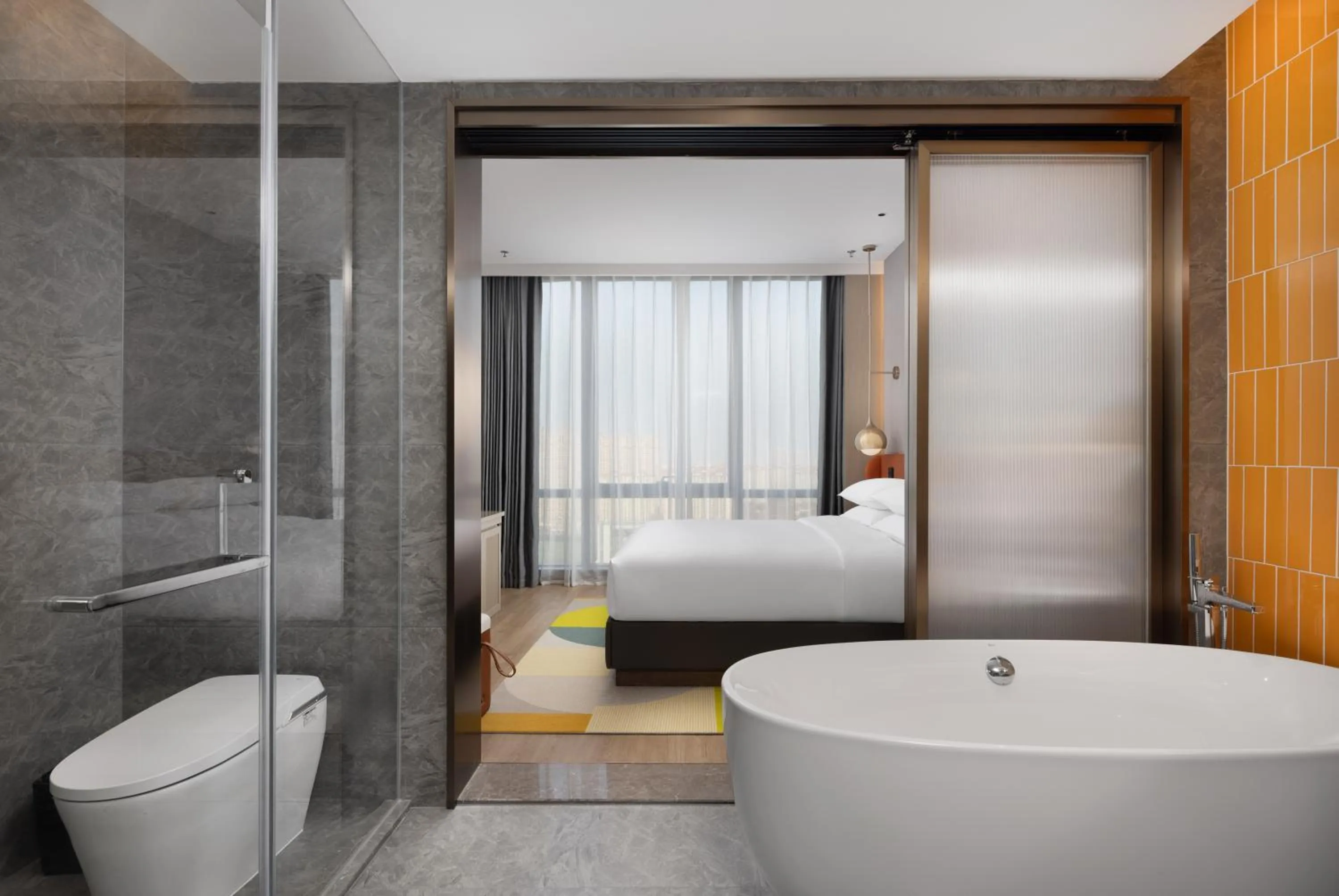 Bed in Home2 Suite by Hilton Jingjiang Binjiang New Town