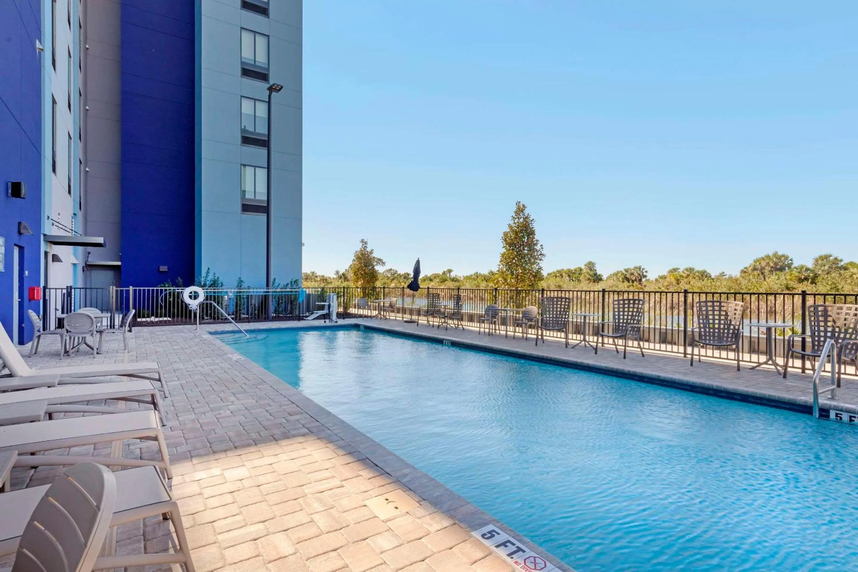 Pool view in Comfort Suites Titusville near Kennedy Space Center