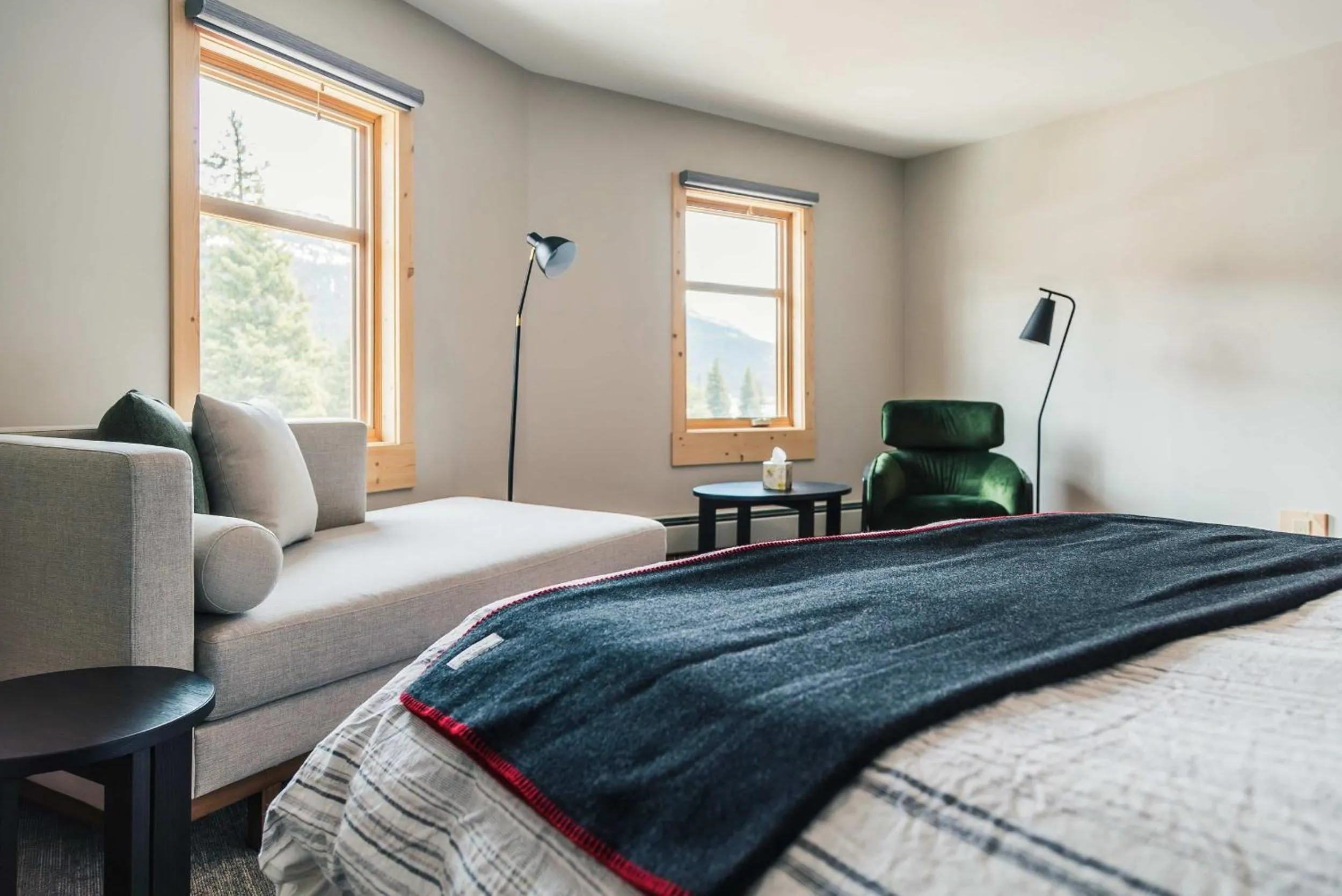 Bed in The Lodge at Bow Lake