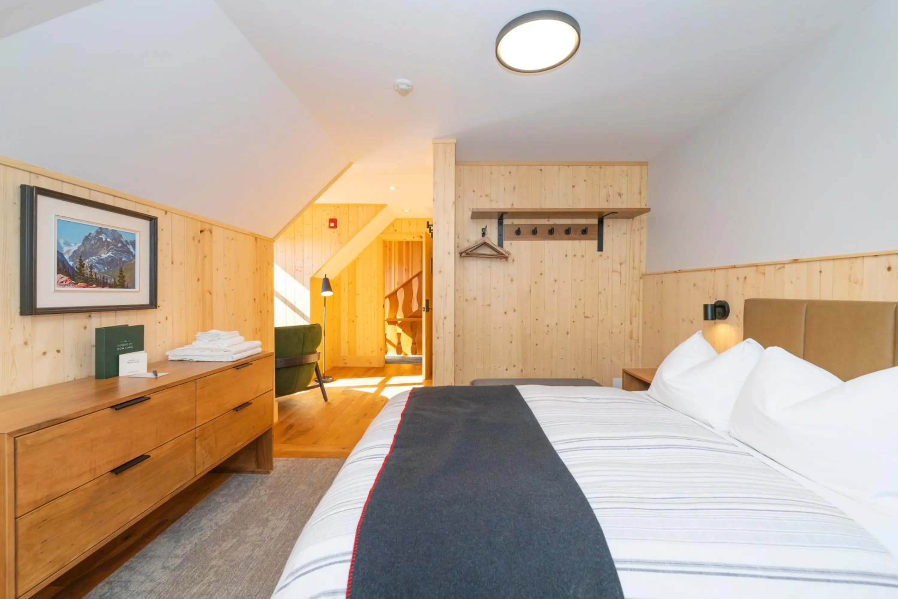 Bed in The Lodge at Bow Lake