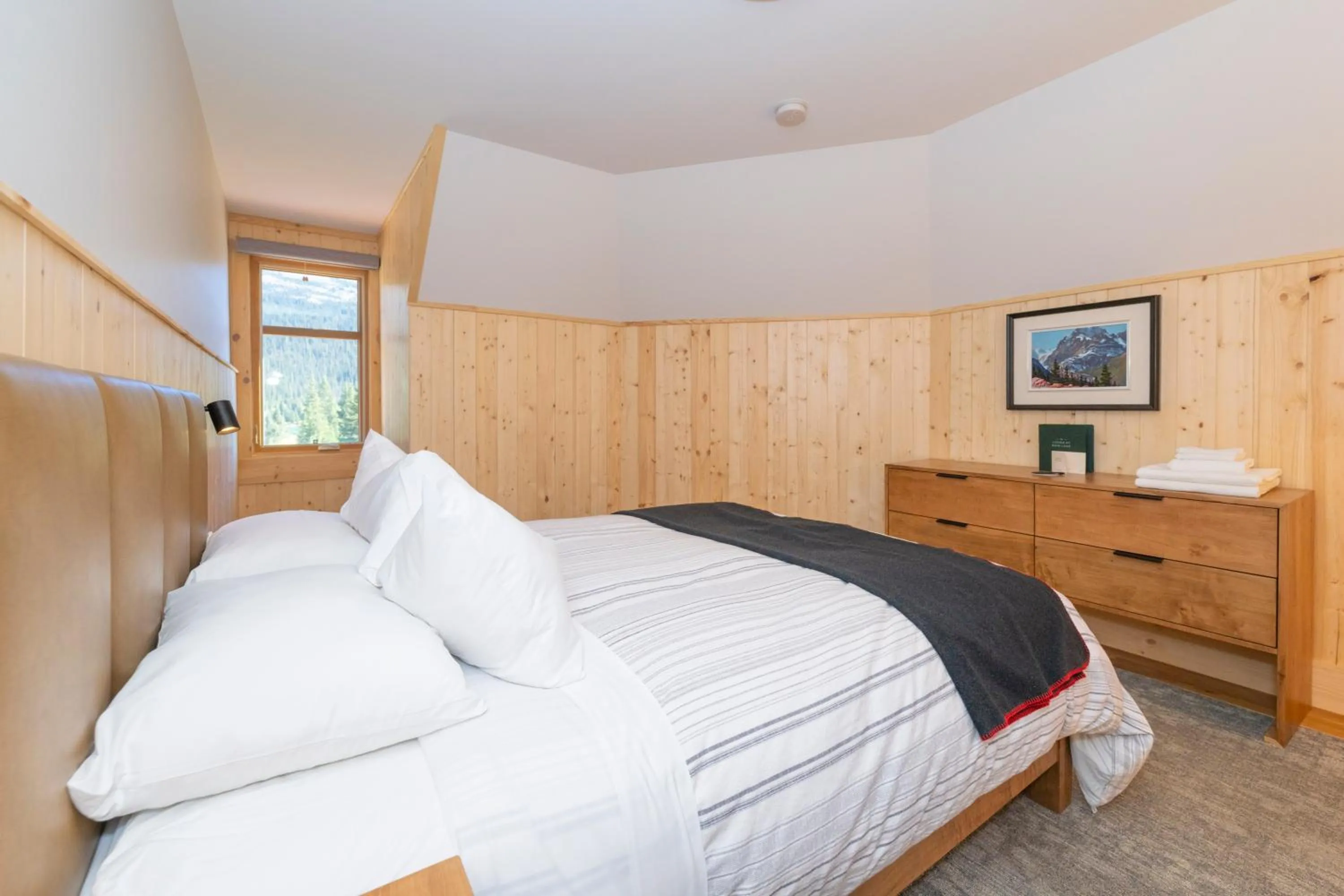 Bed in The Lodge at Bow Lake