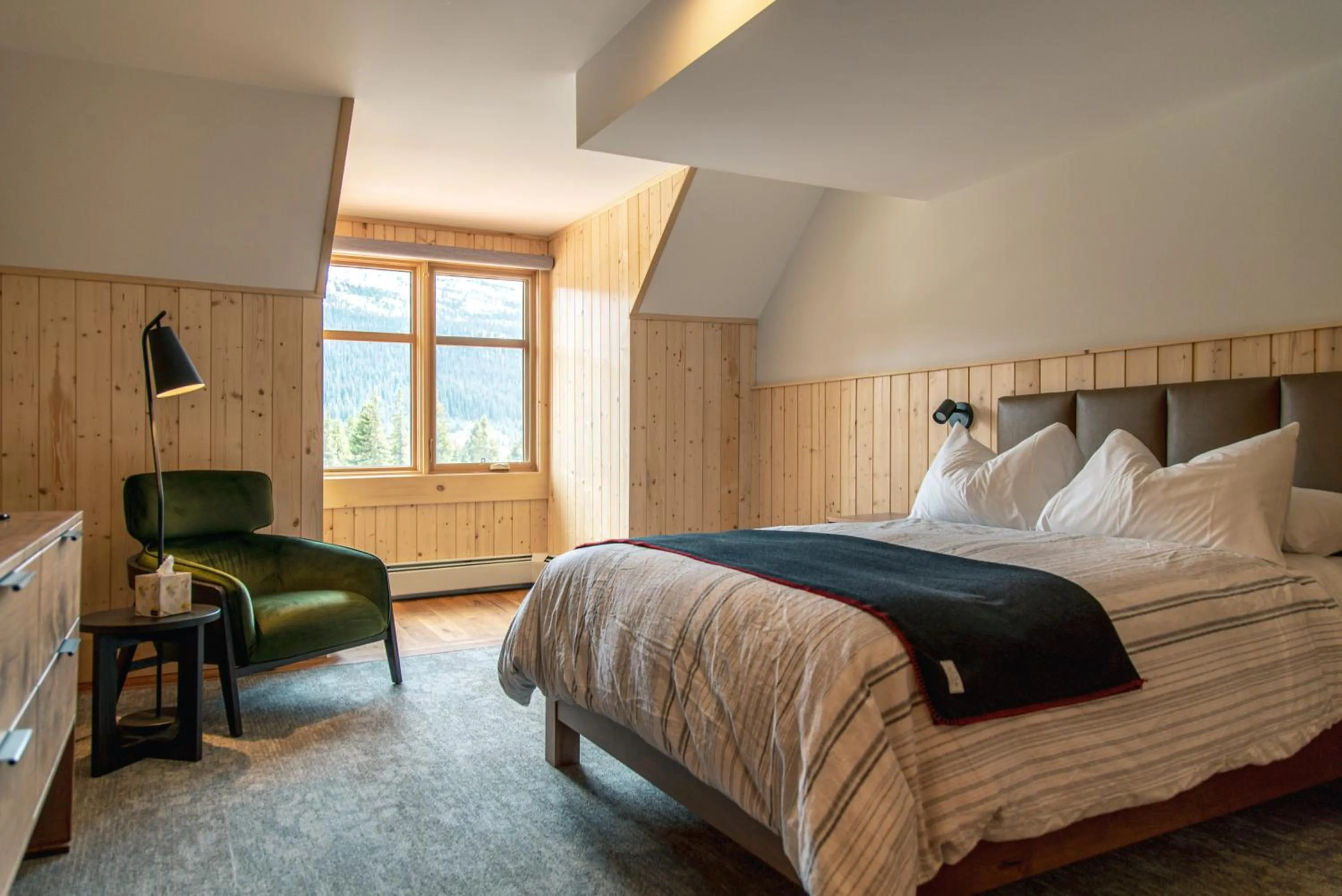 Bed in The Lodge at Bow Lake
