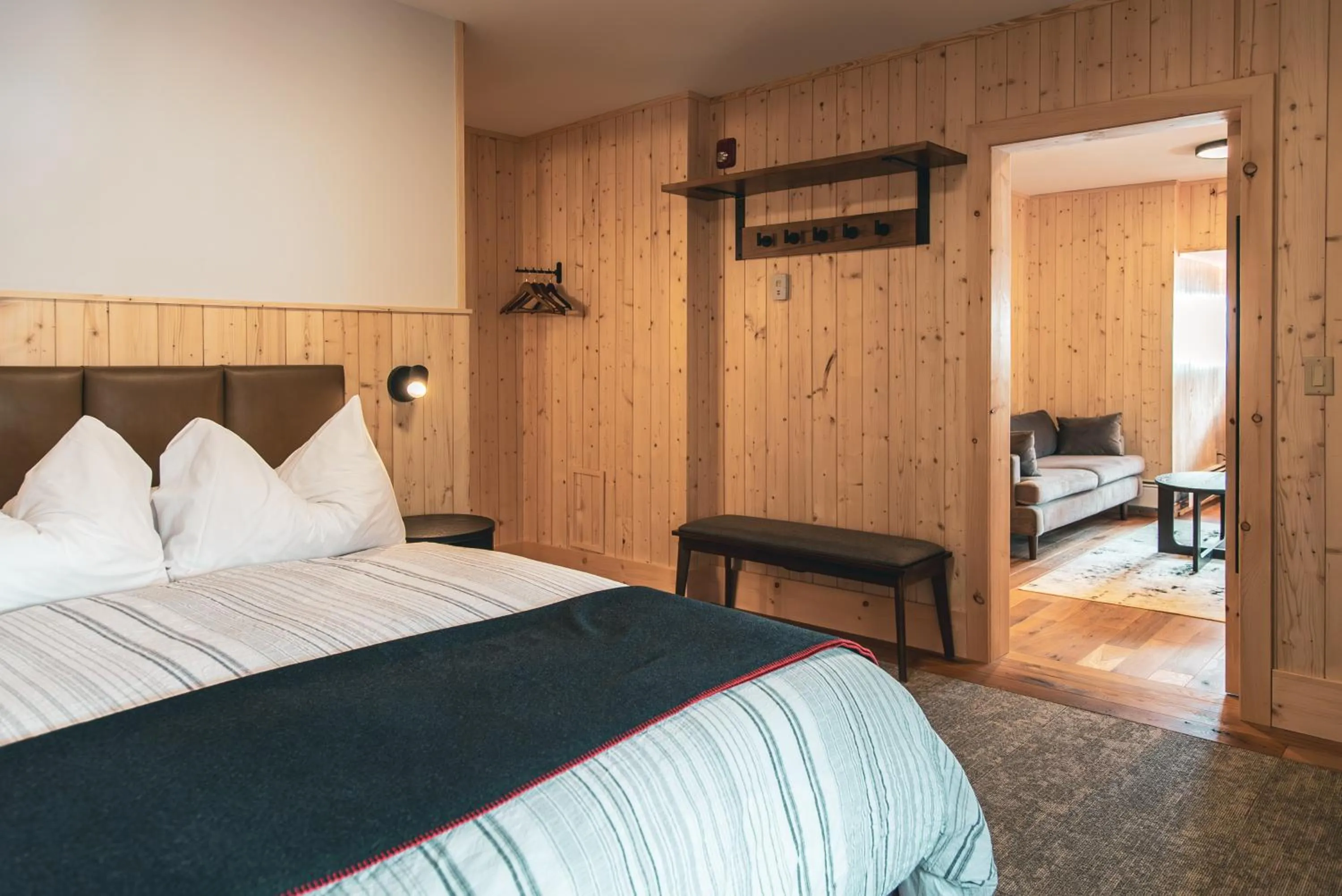 Bed in The Lodge at Bow Lake