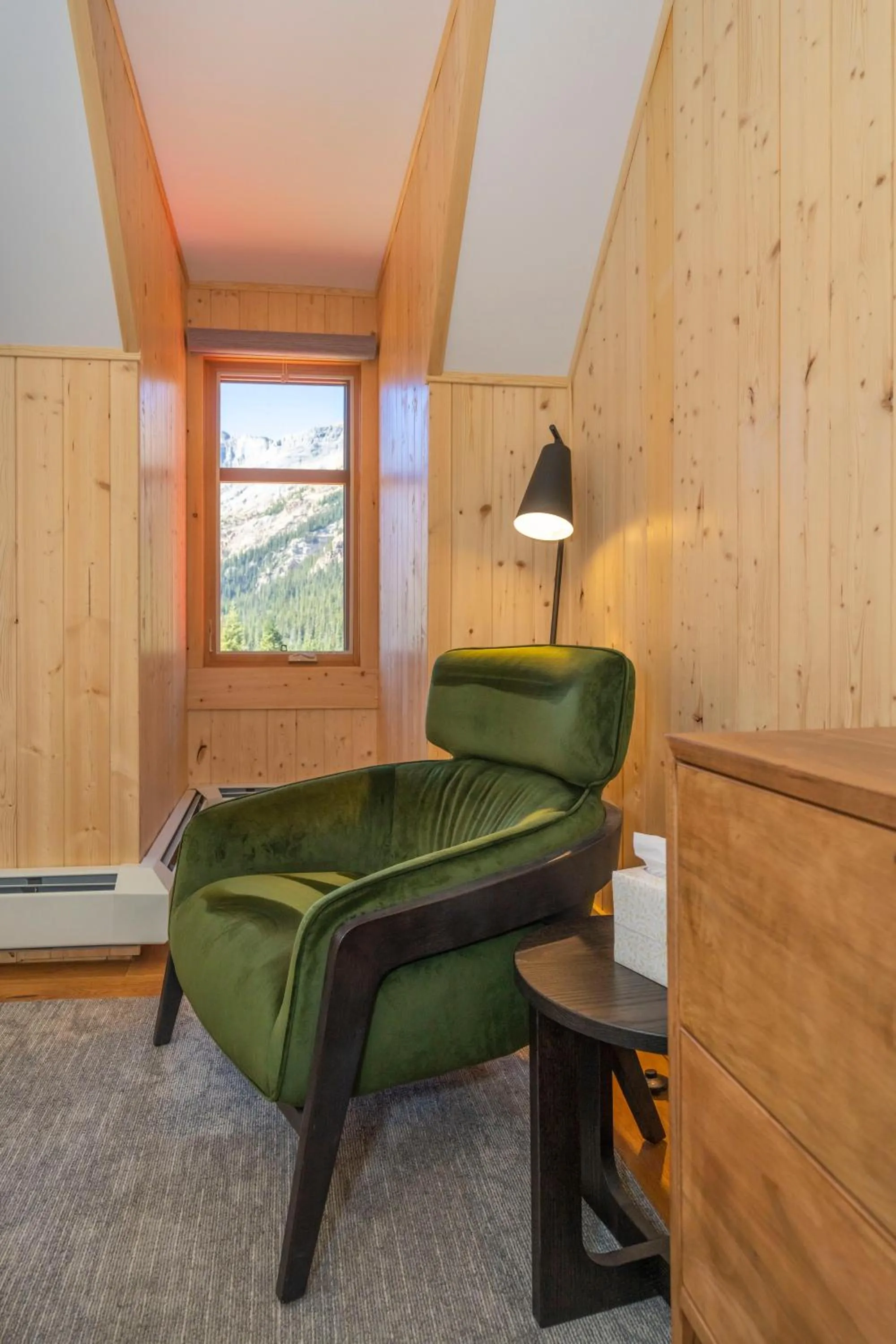 Seating area in The Lodge at Bow Lake