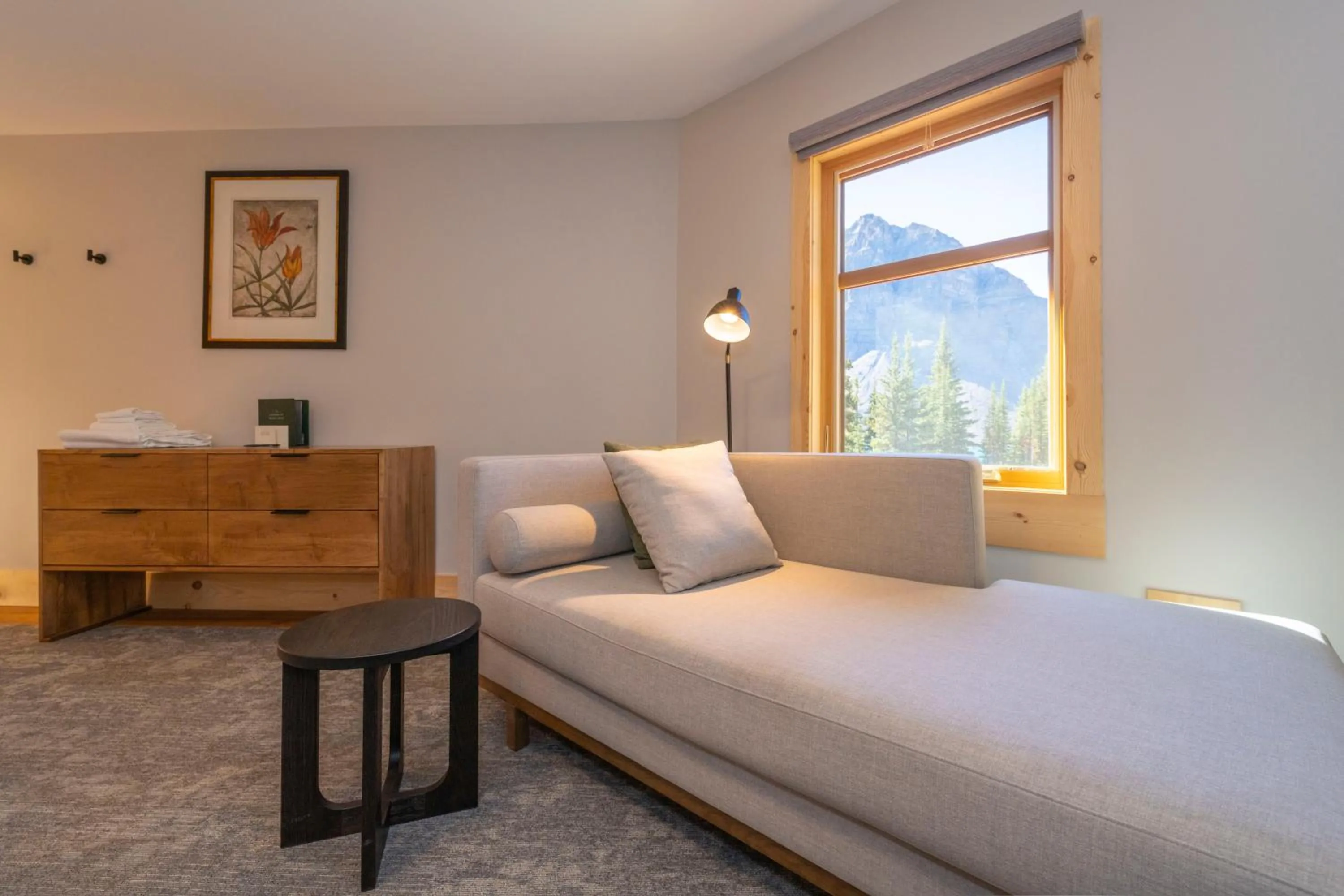 Bed in The Lodge at Bow Lake