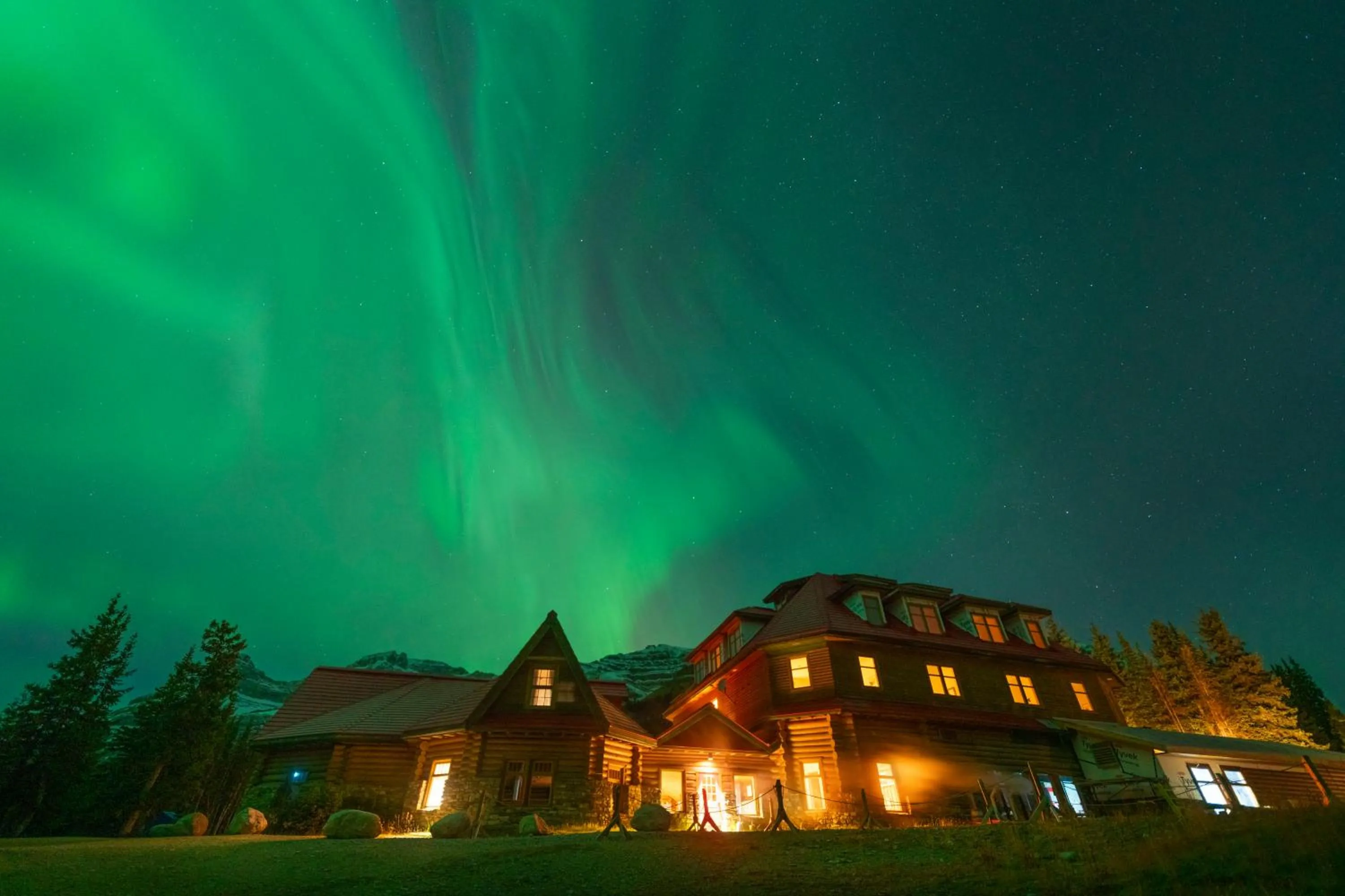 Night in The Lodge at Bow Lake