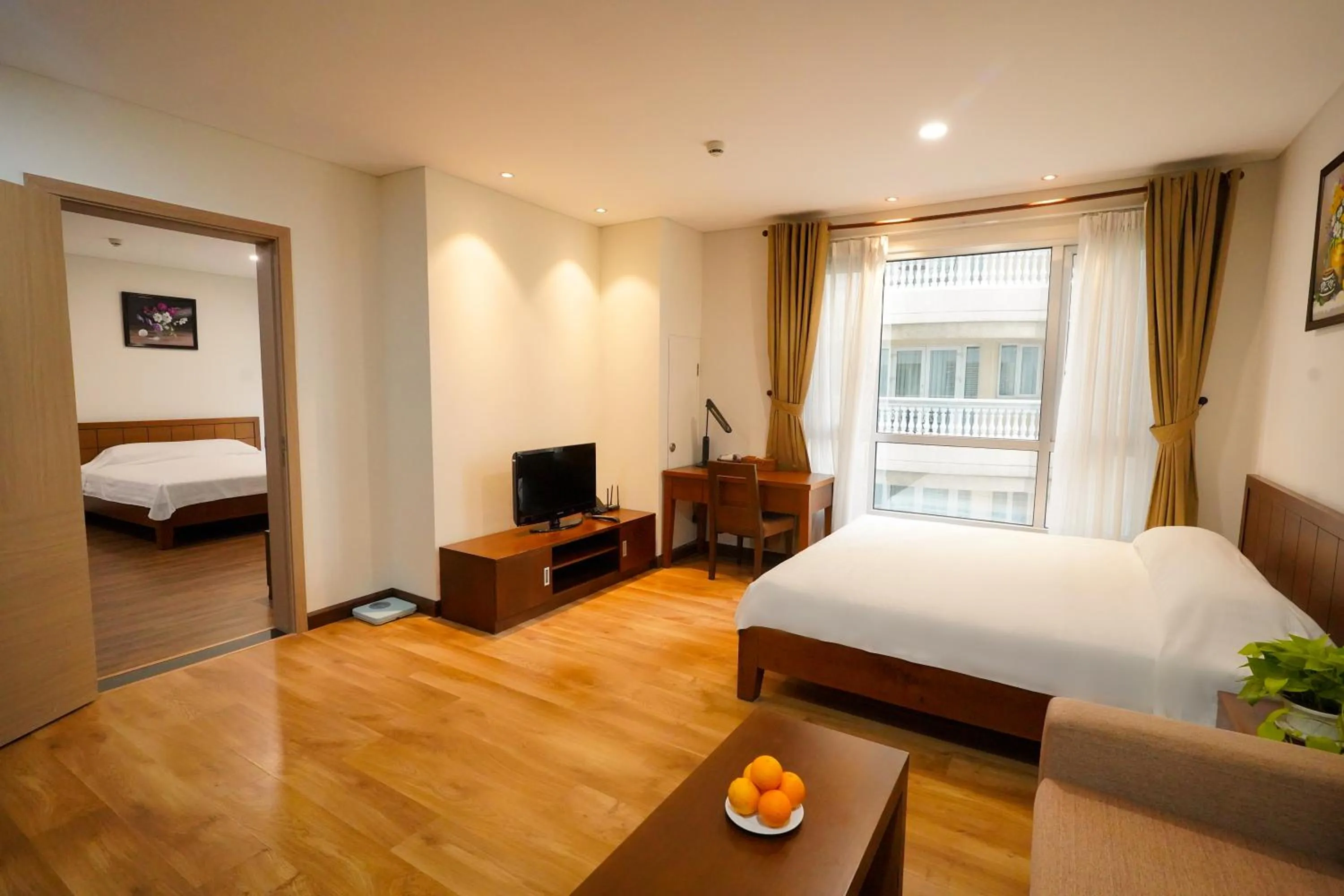 Photo of the whole room, Bed in Lancaster Ho Chi Minh Serviced Apartment Official
