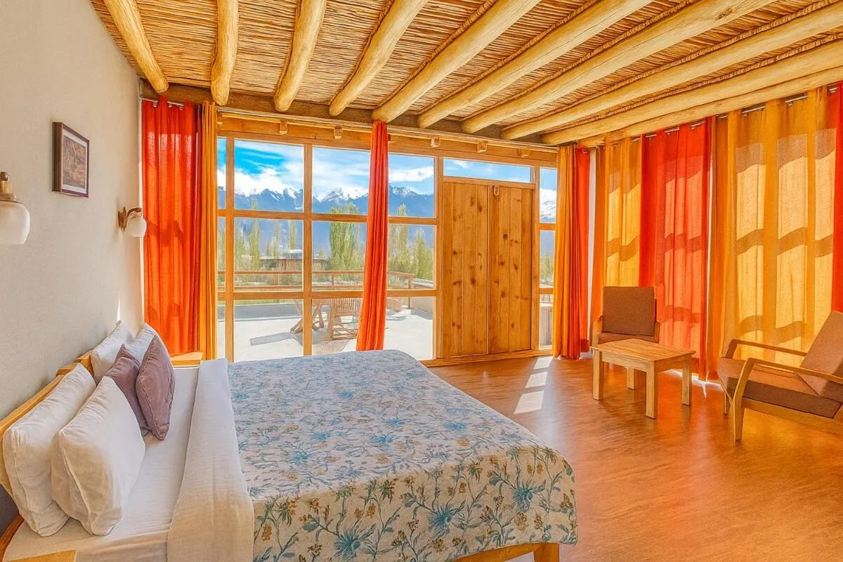 Bed in Nubra Ecolodge