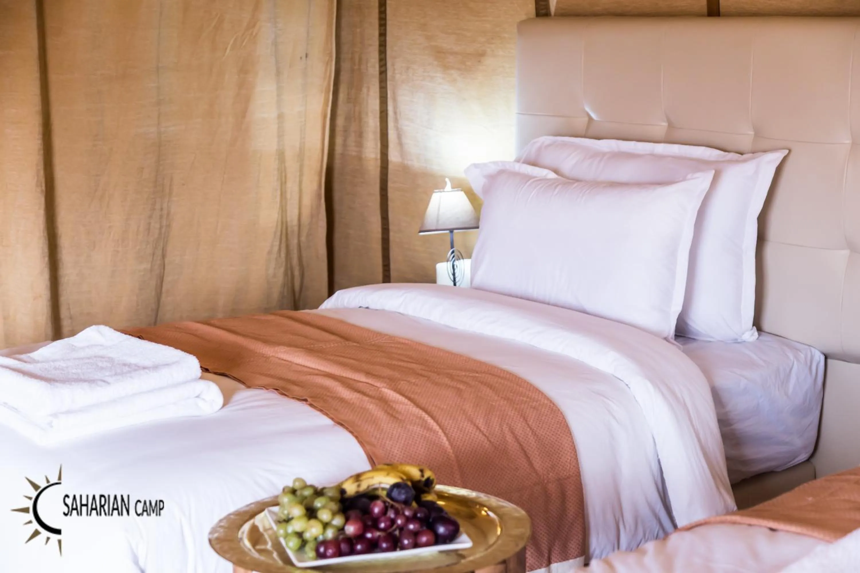 Bedroom, Bed in Merzouga Luxury Camp
