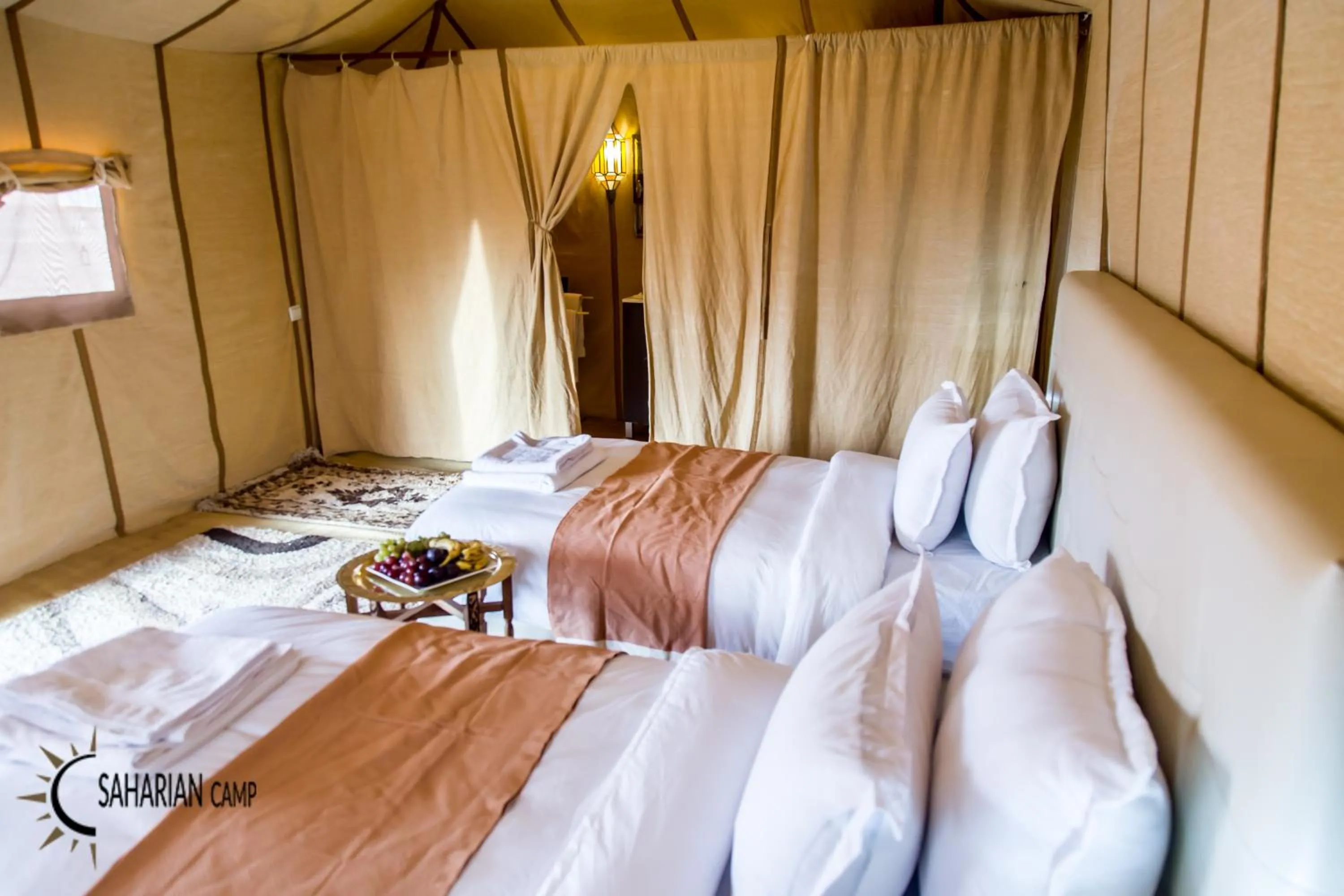 Photo of the whole room, Bed in Merzouga Luxury Camp