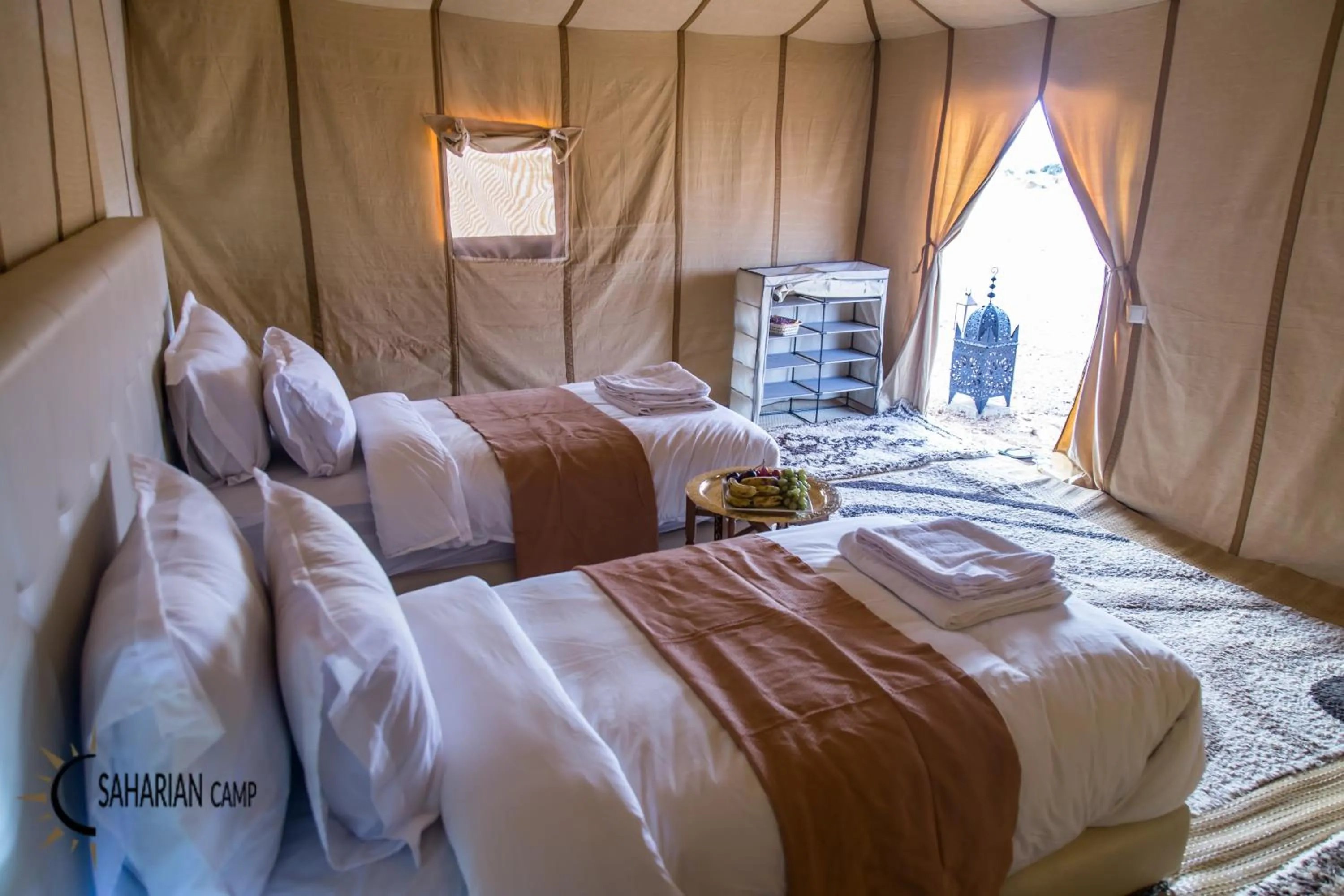 Photo of the whole room, Bed in Merzouga Luxury Camp