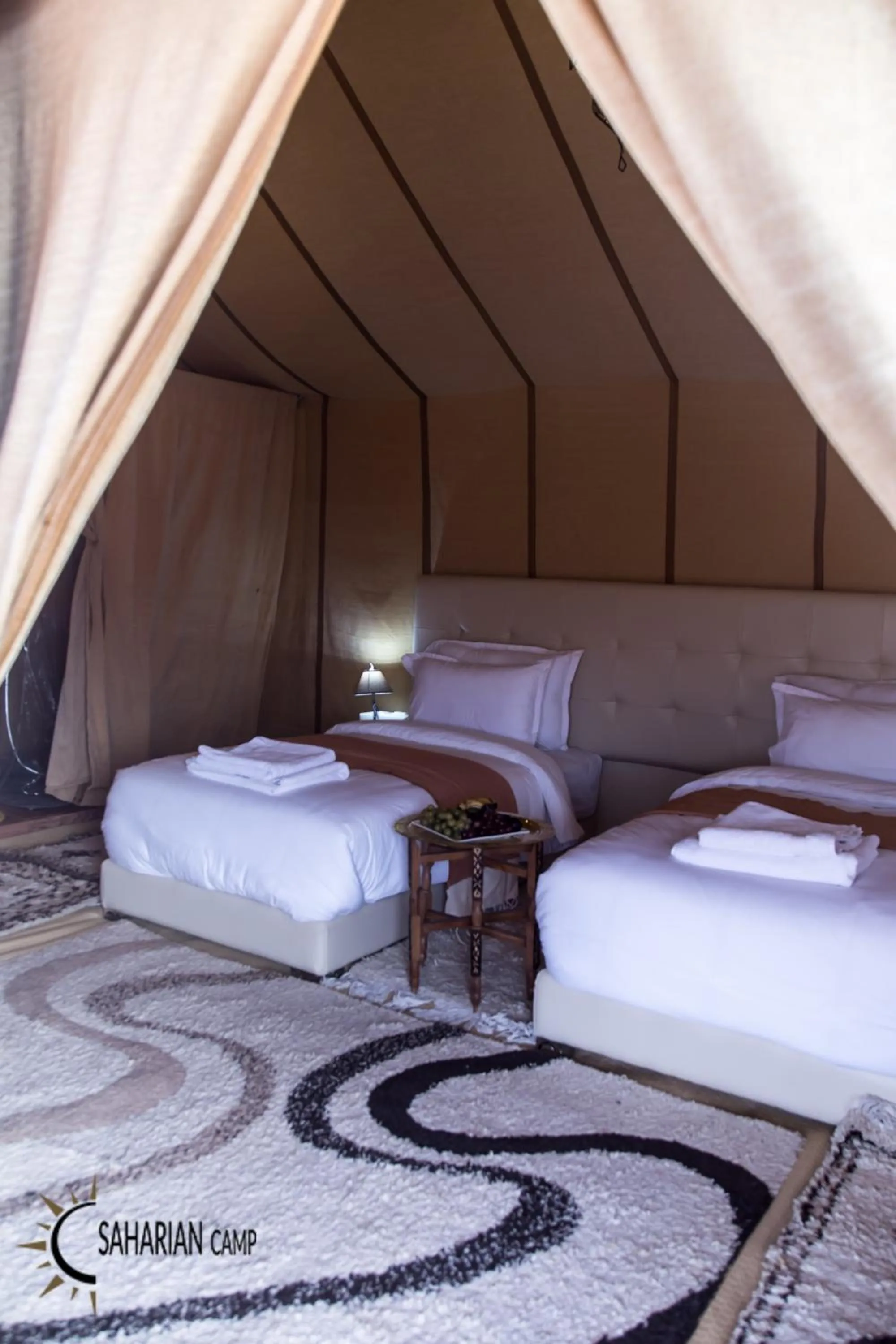 Photo of the whole room, Bed in Merzouga Luxury Camp
