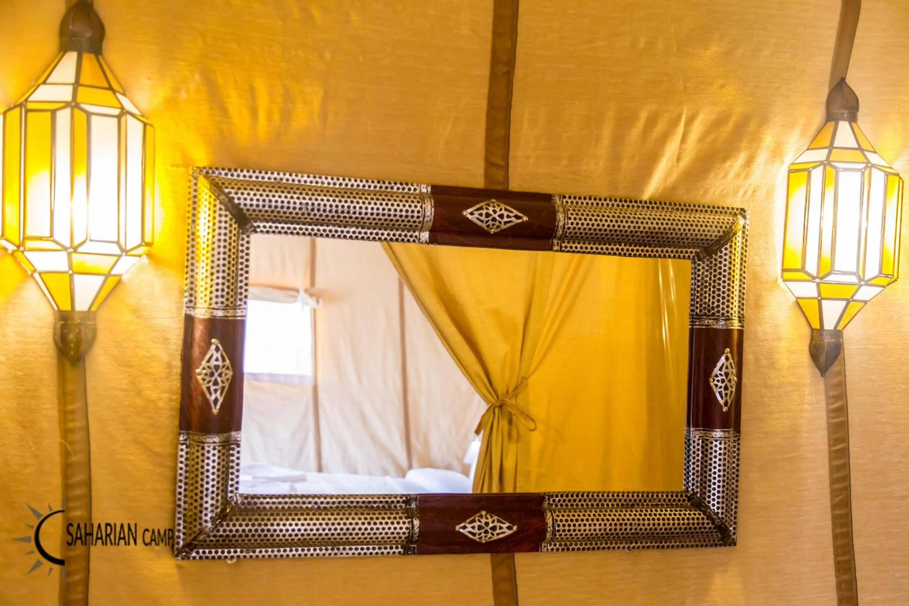 Bathroom, Bed in Merzouga Luxury Camp