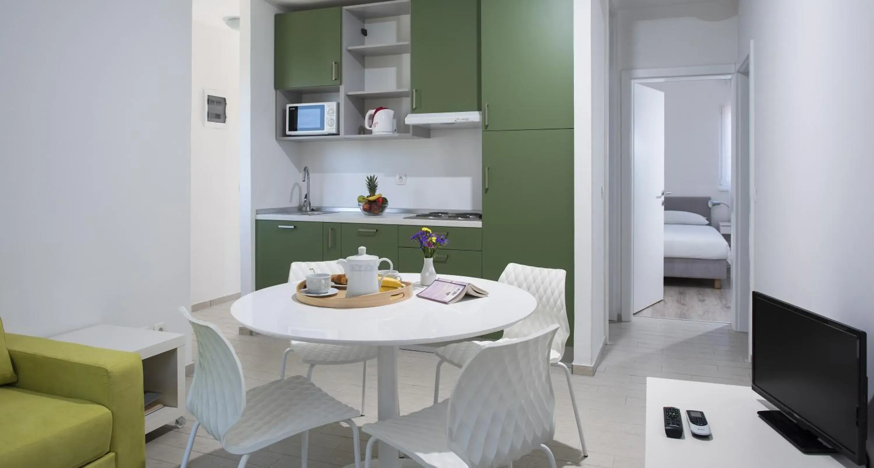 Kitchen or kitchenette, Bed in Aminess Vival Port9 Residence Kitchen or kitchenette, Bed in Aminess Vival Port9 Residence