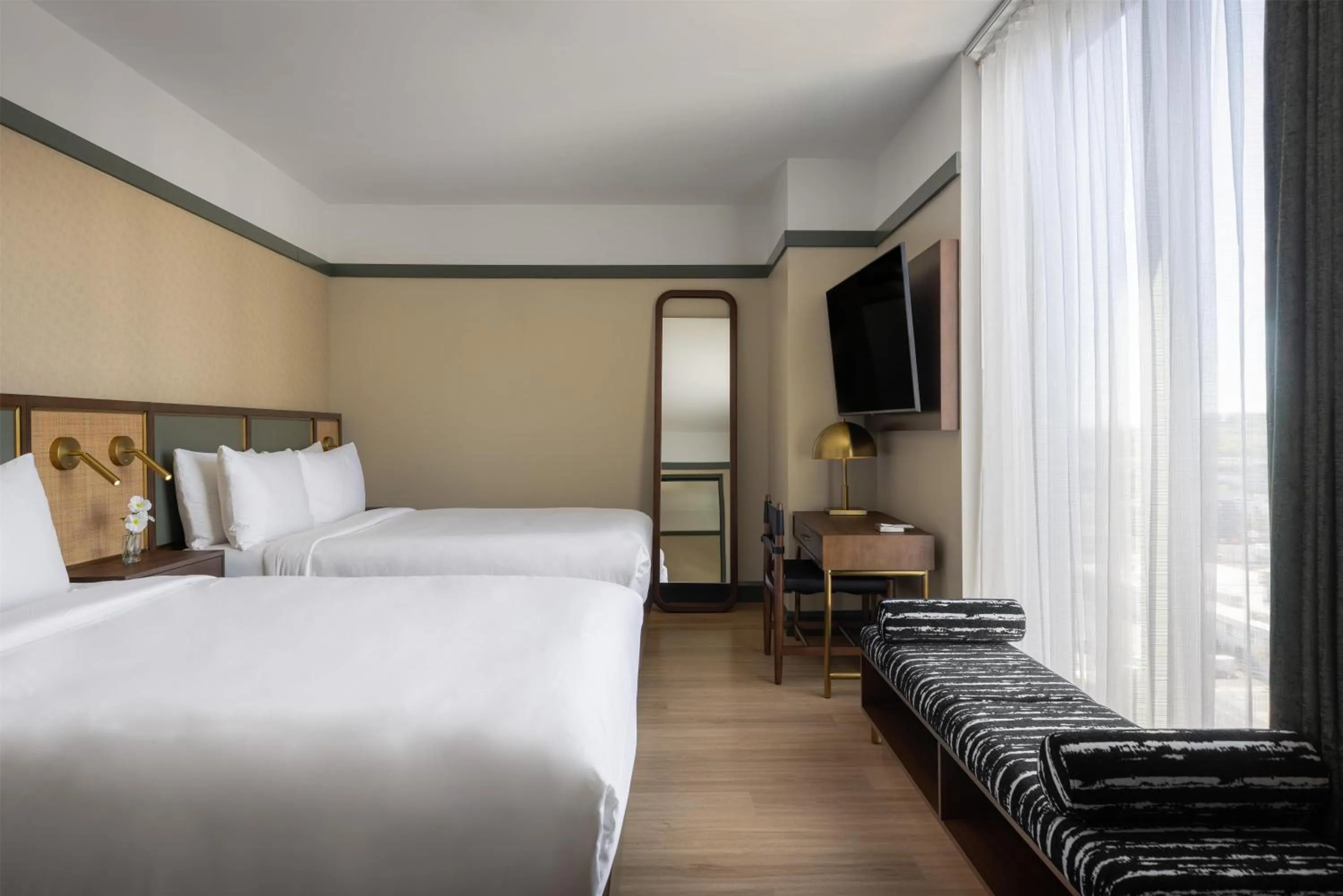 Bed in The Printing House Hotel, Tapestry Collection By Hilton