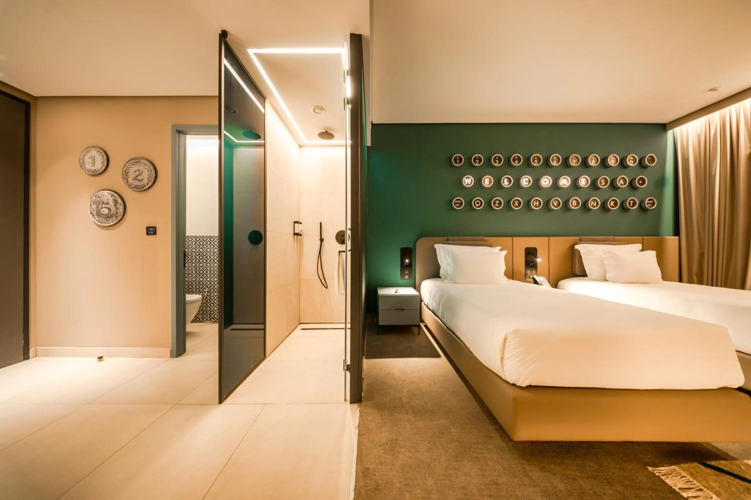 Shower, Bed in The NINE Lifestyle Experience