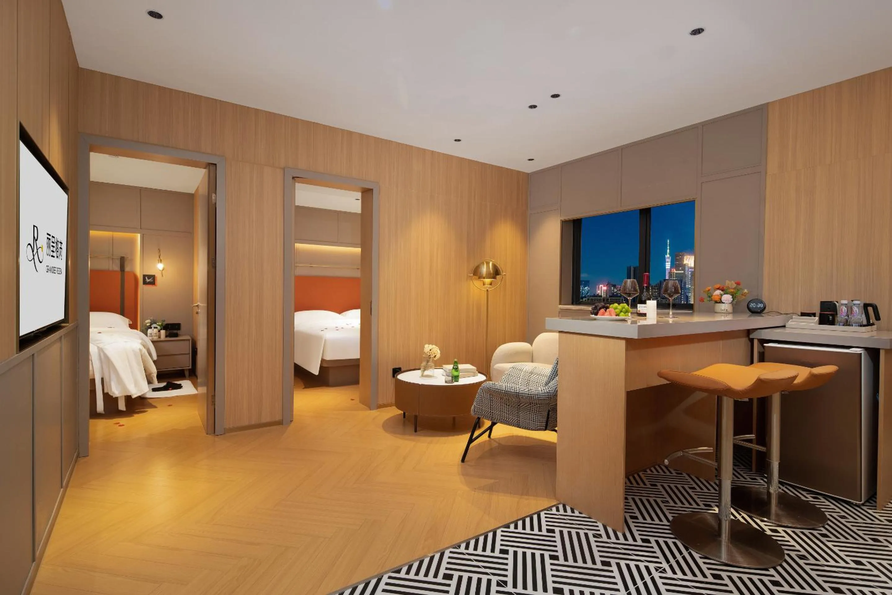Two-Bedroom Apartment in Lichun Gerui Hotel Guangzhou Zhujiang New Town Times Square Branch