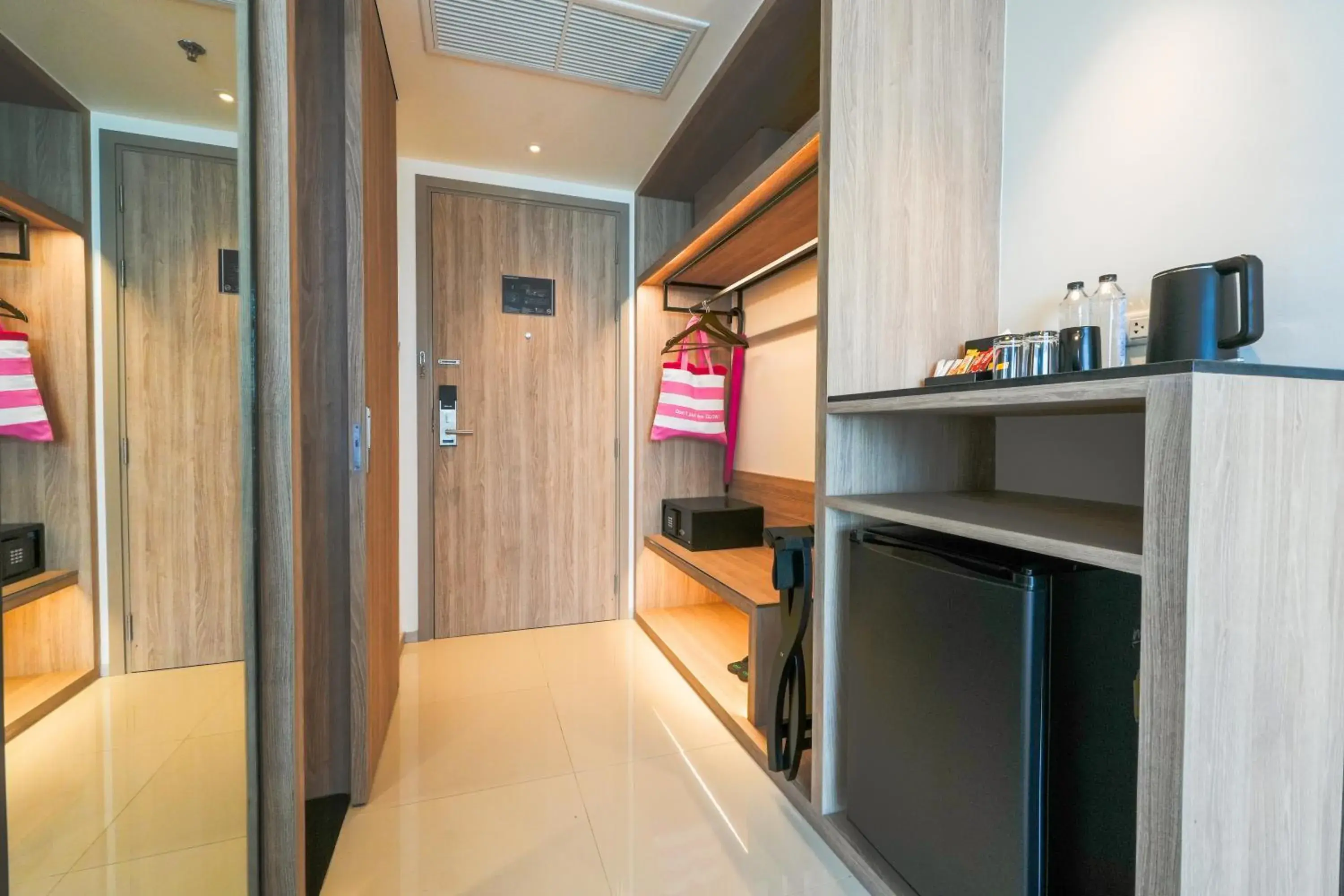 minibar, Bed in GLOW Bangkok Riverside minibar, Bed in GLOW Bangkok Riverside