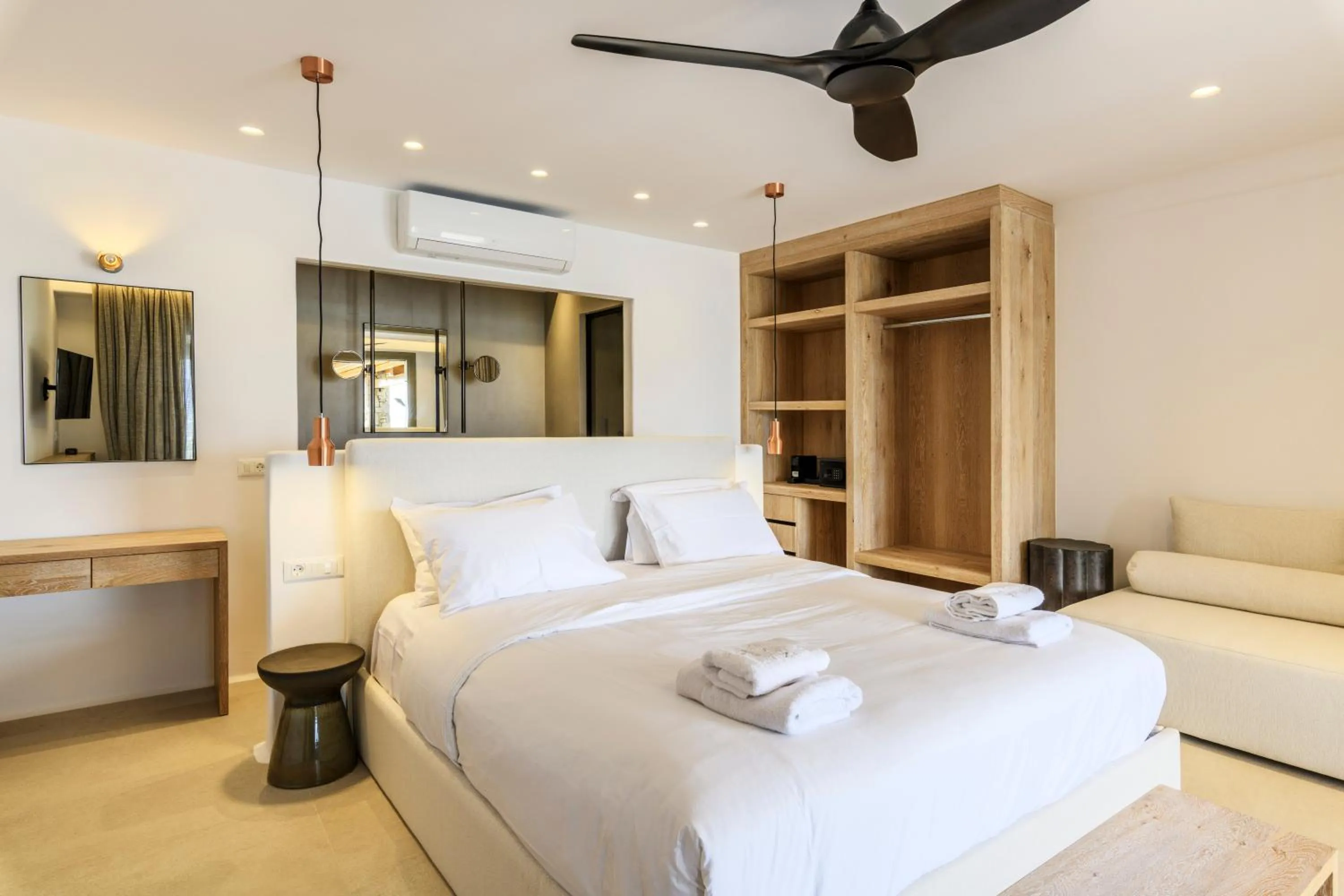Bed in Nasta Suites & Villas Intentional Living Mykonos
