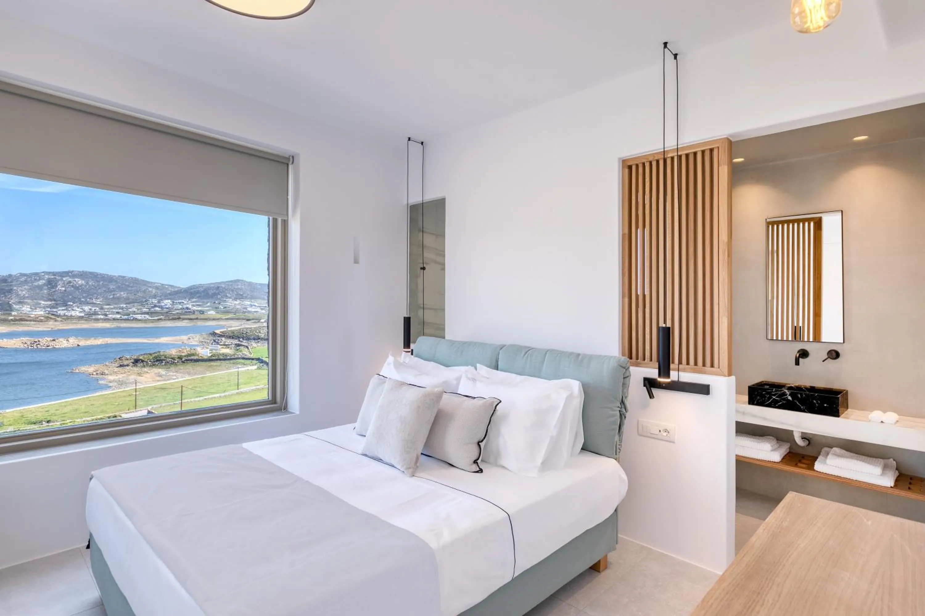 Bed in Nasta Suites & Villas Intentional Living Mykonos
