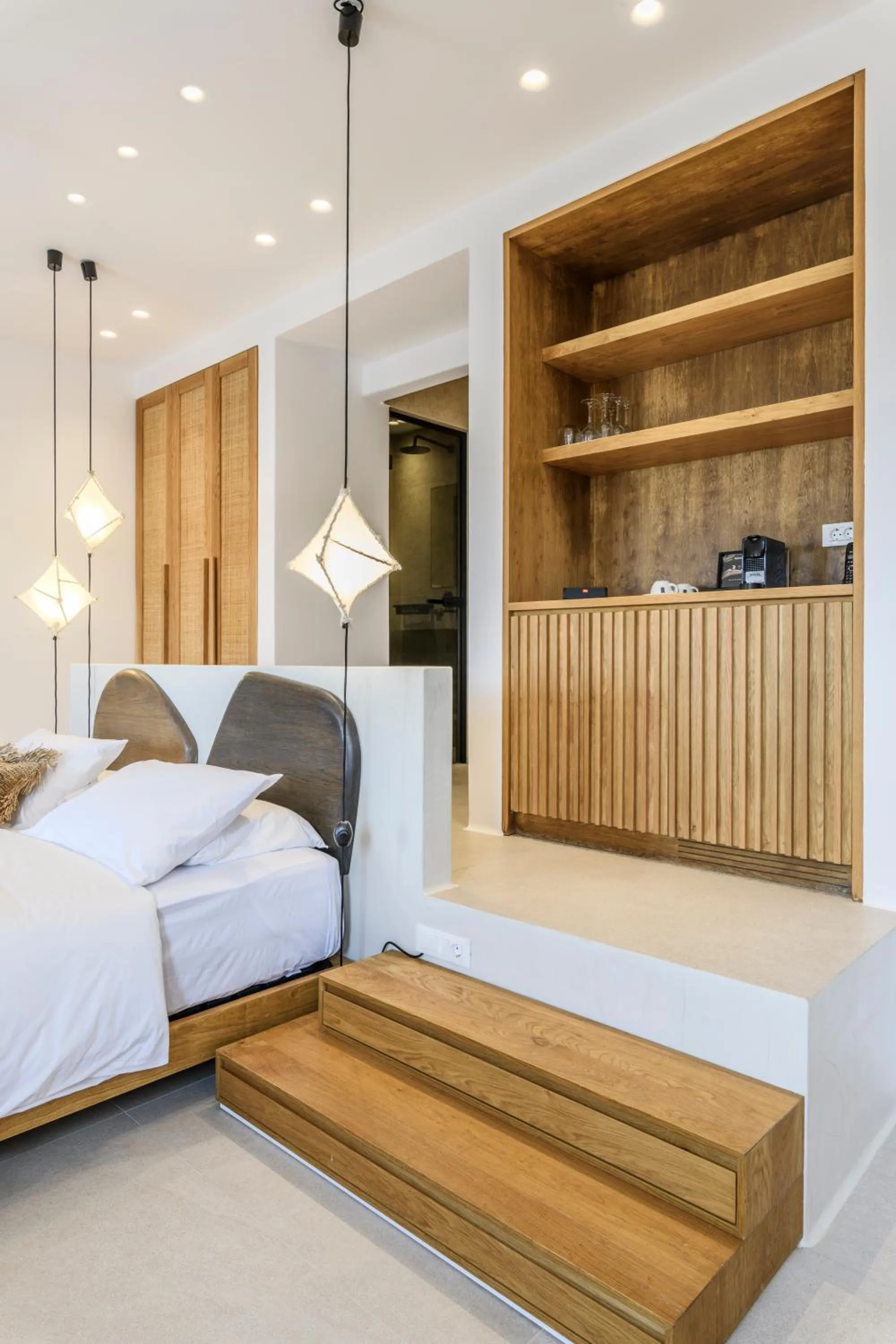 Bed in Nasta Suites & Villas Intentional Living Mykonos