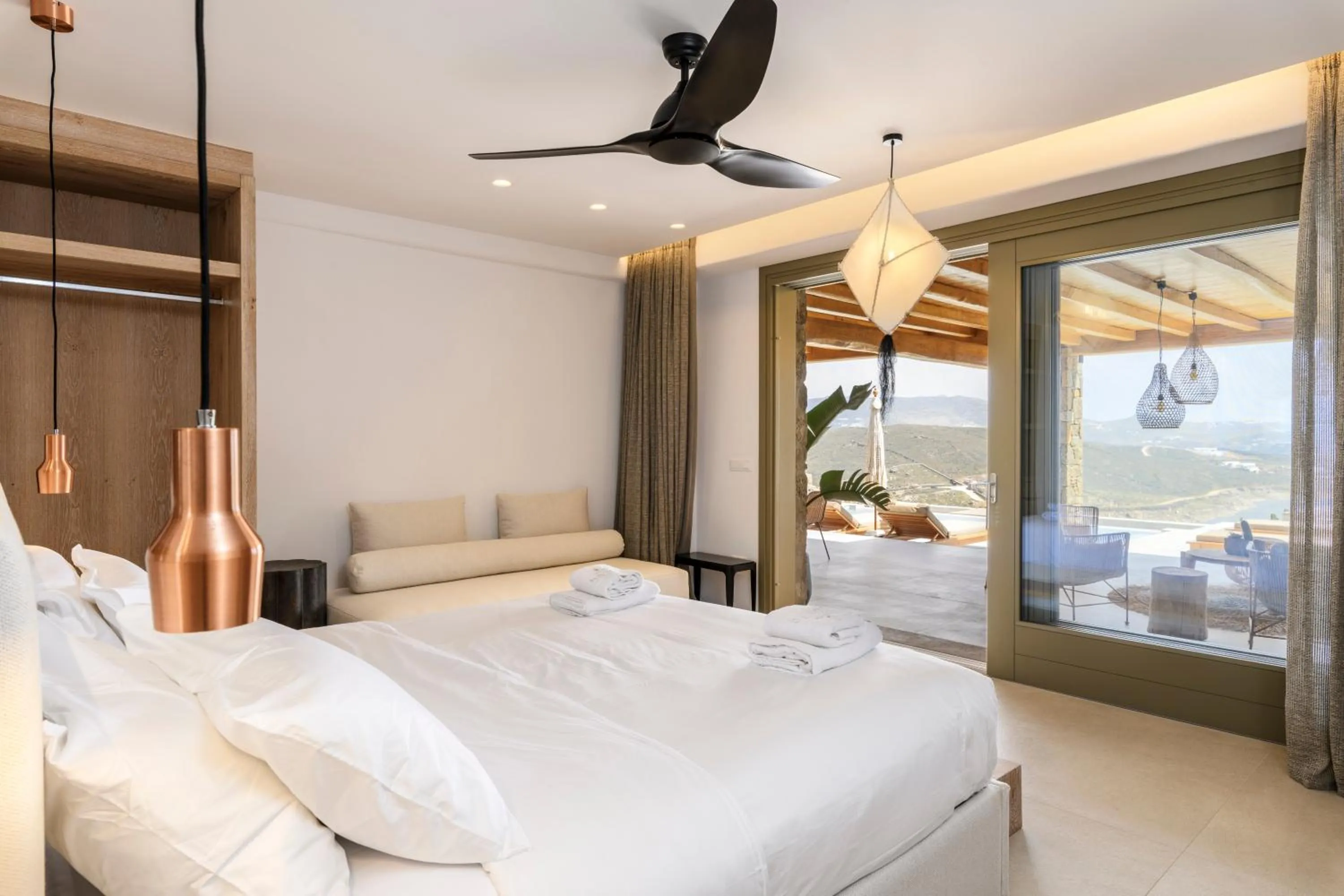 Bed in Nasta Suites & Villas Intentional Living Mykonos