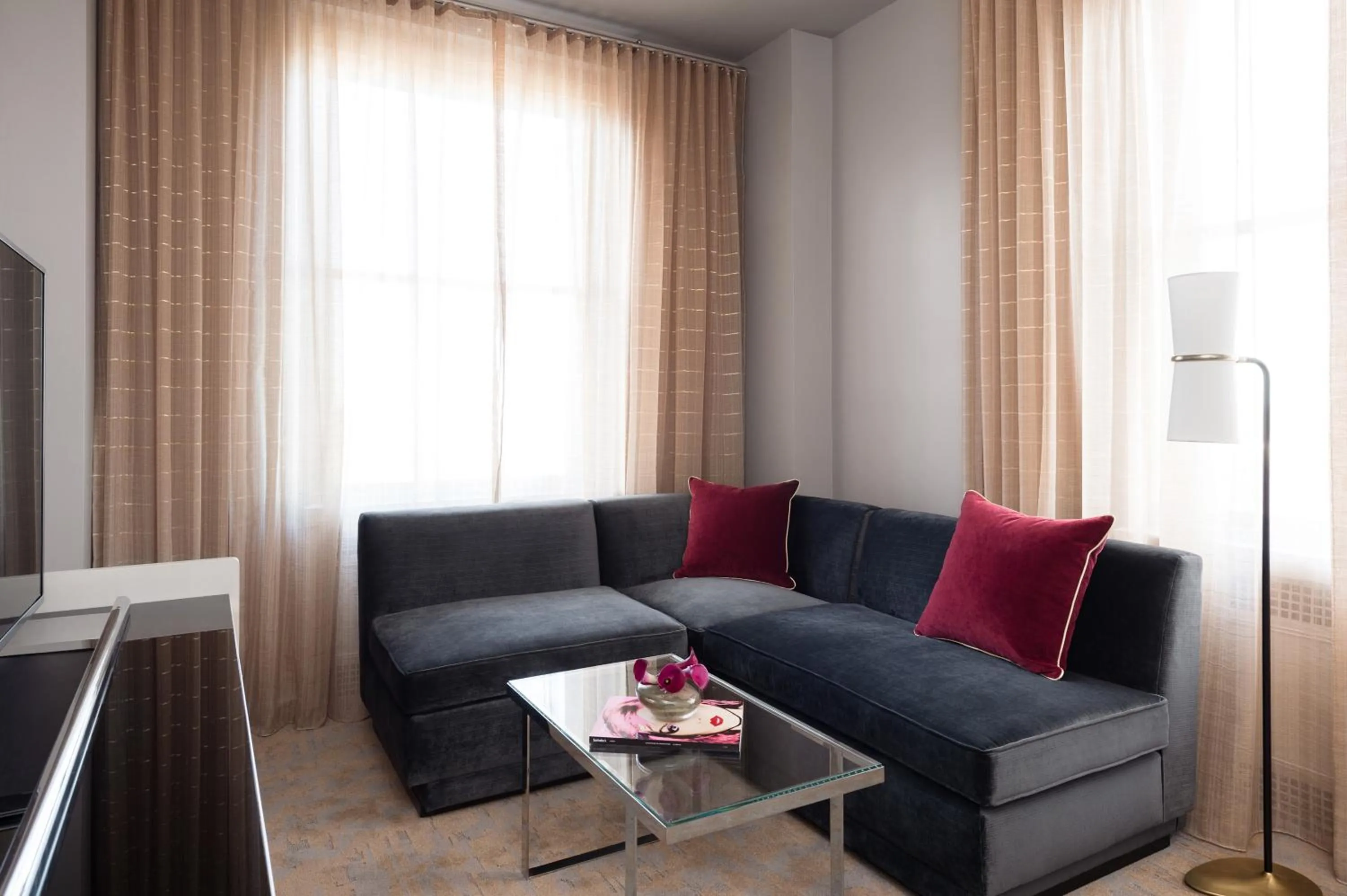 Living room in 21c Museum Hotel Durham