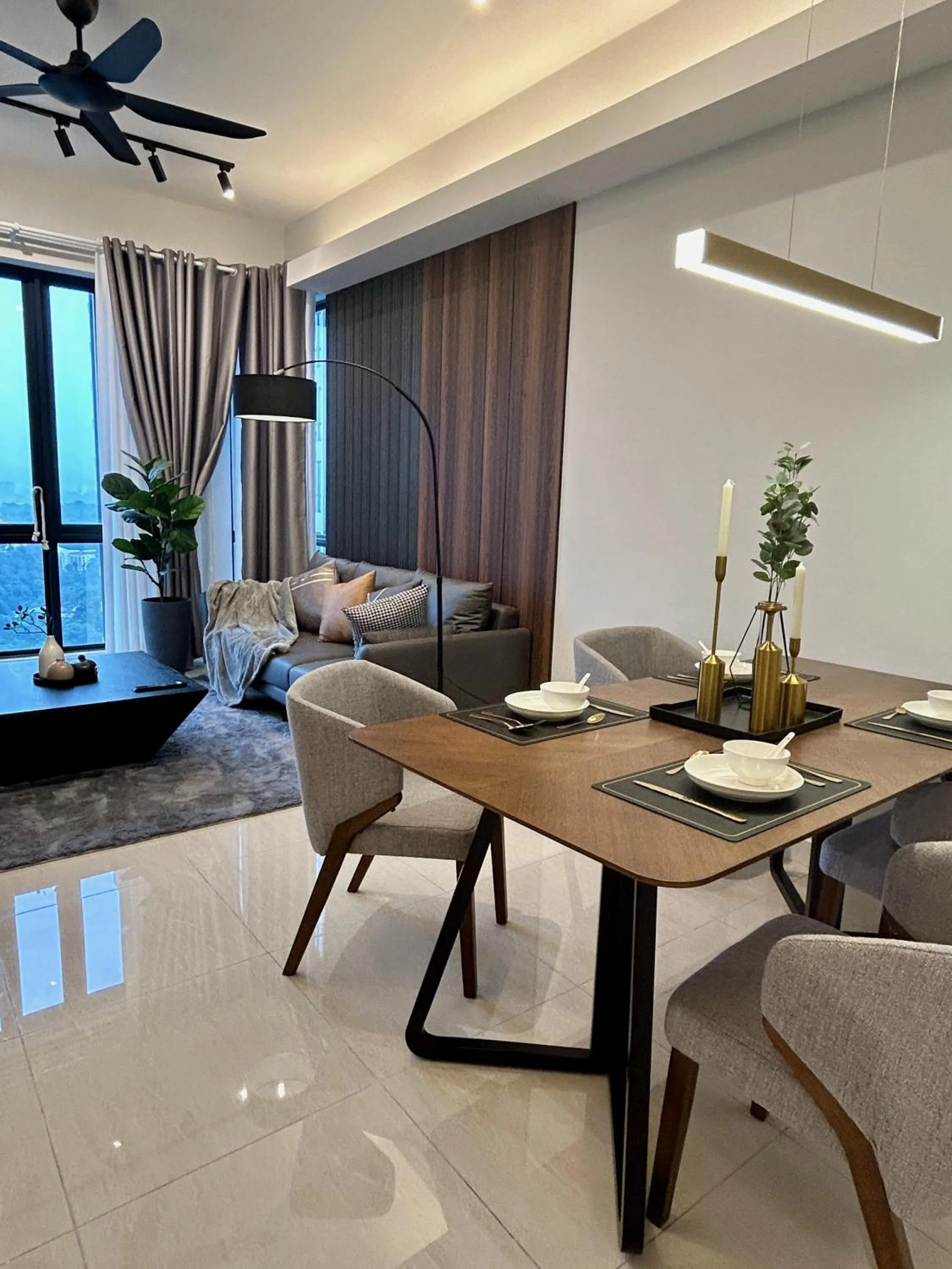 Living room in KL Central 33rd Floor KLCC view