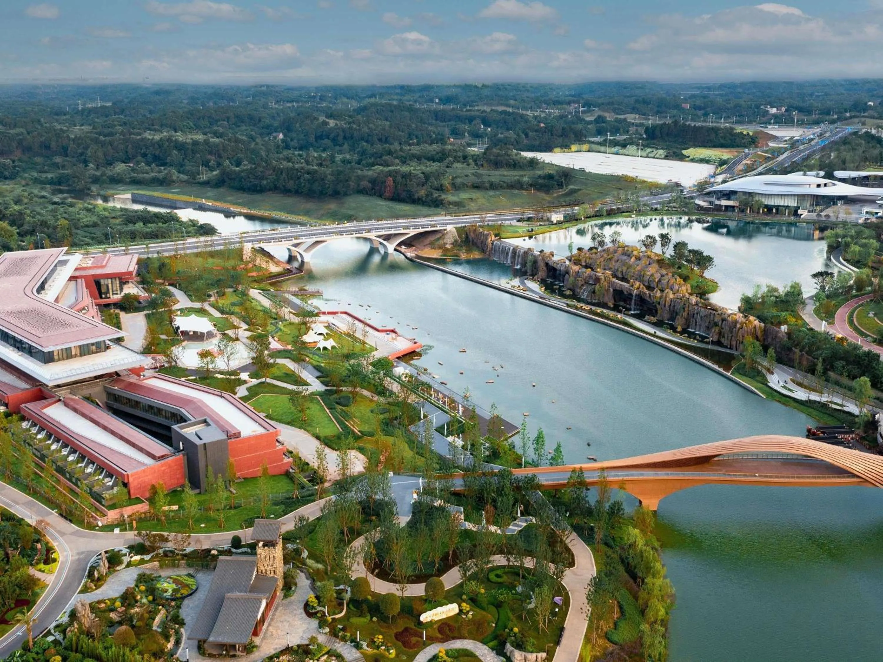 Property building in Chengdu Expo Waterfall Hotel - MGallery Collection