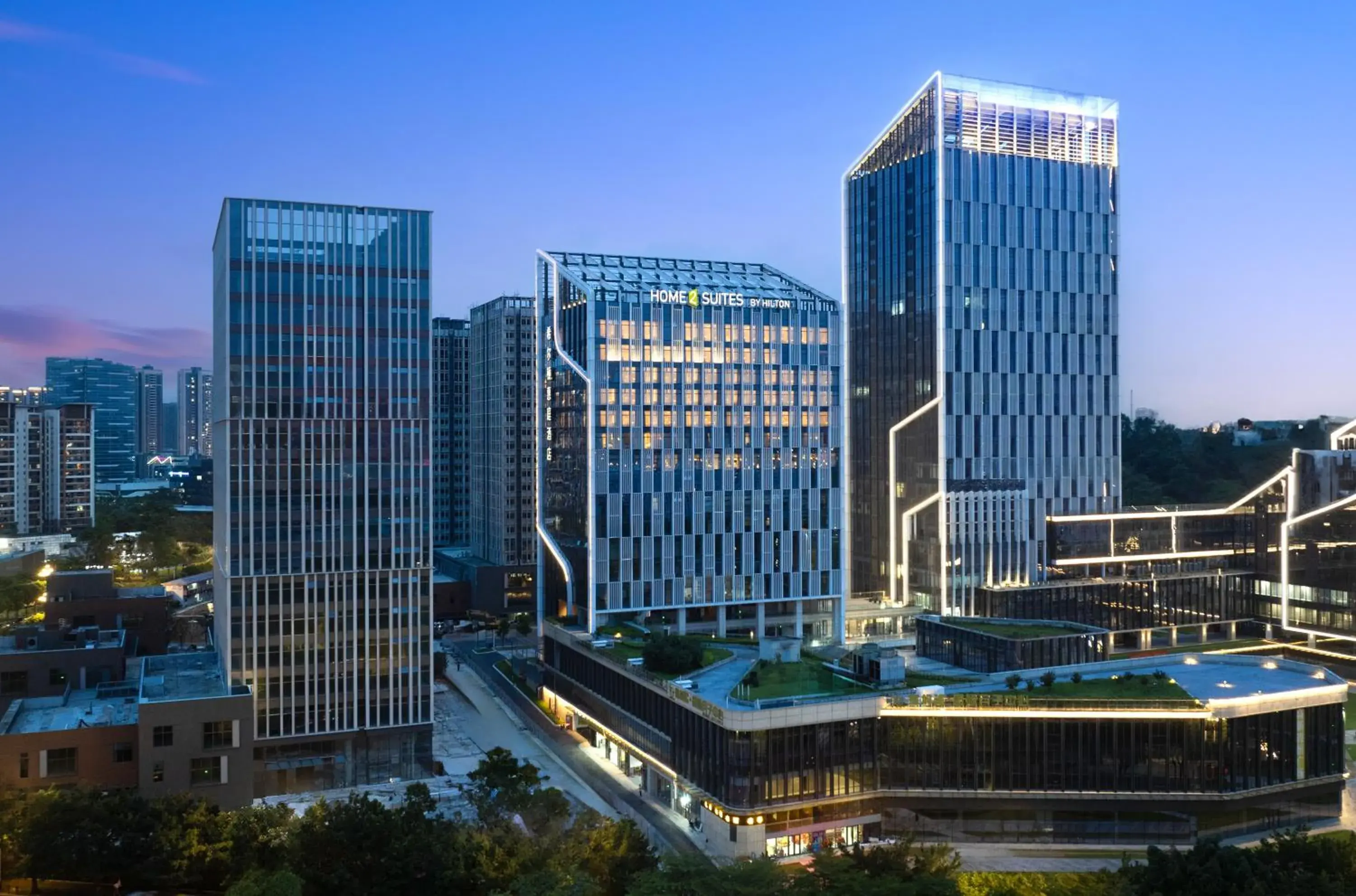 Property building in Home2 Suites by Hilton Guangzhou Huangpu Science City Free shuttle buses are provided during the Canton Fair Property building in Home2 Suites by Hilton Guangzhou Huangpu Science City Free shuttle buses are provided during the Canton Fair