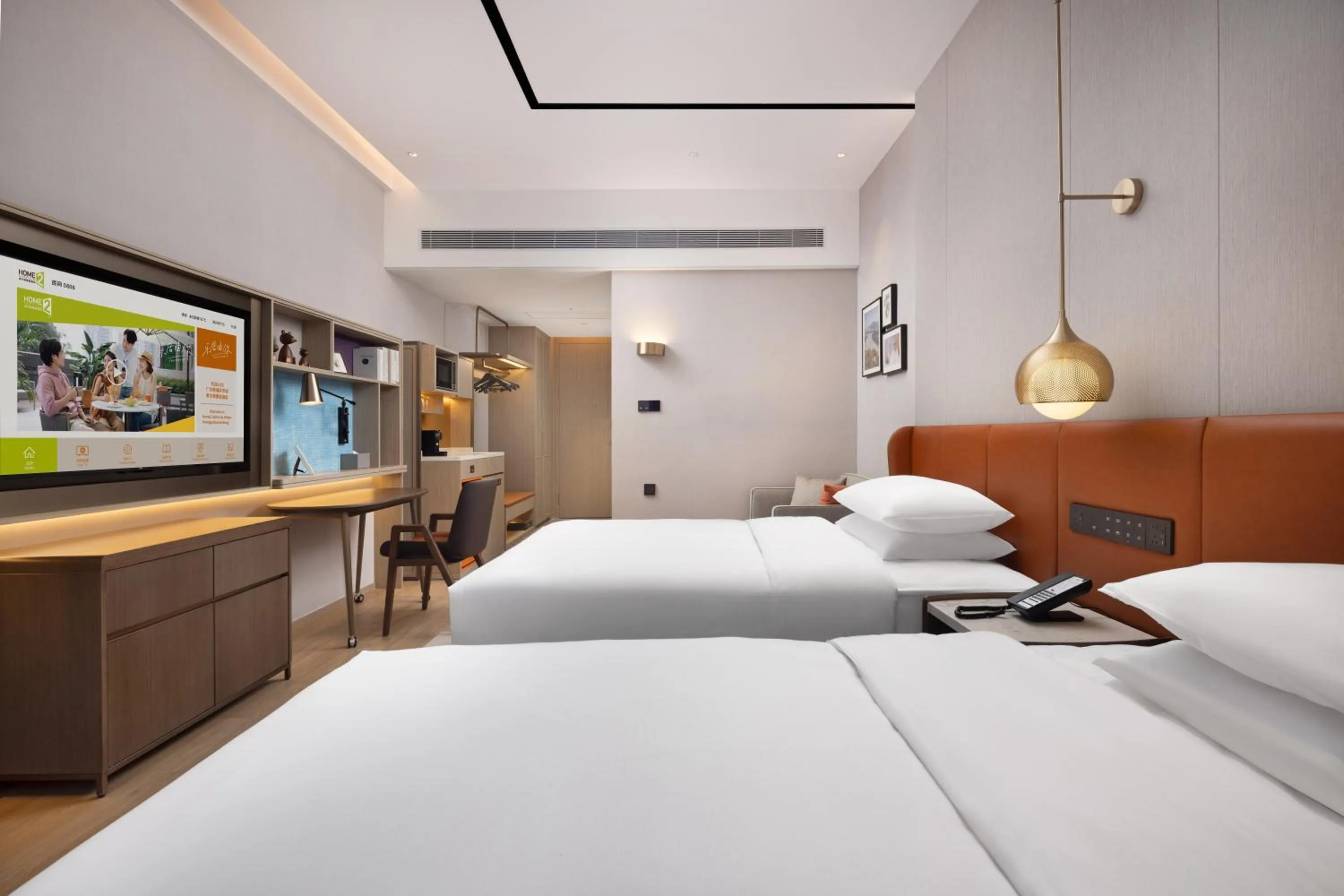 Photo of the whole room, Bed in Home2 Suites by Hilton Guangzhou Huangpu Science City Free shuttle buses are provided during the Canton Fair