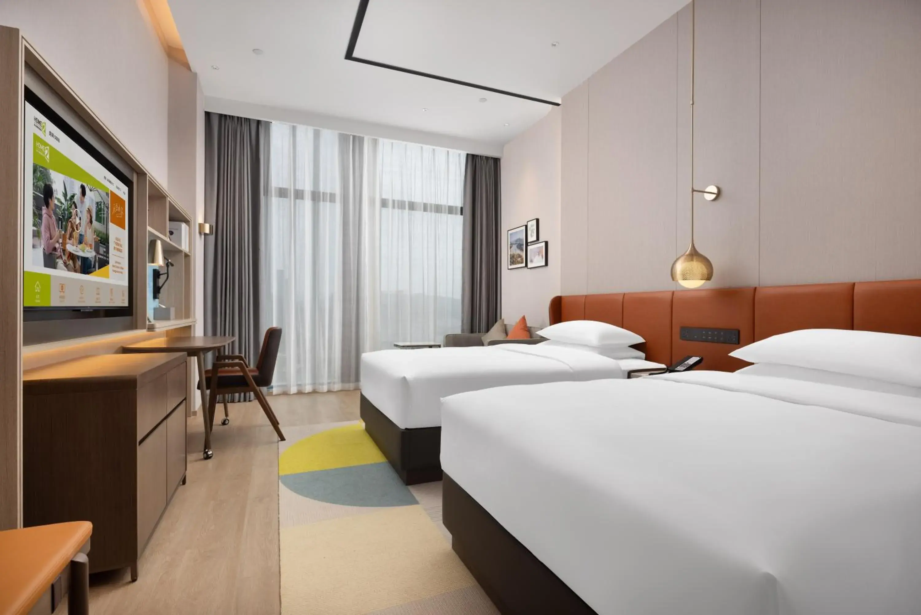 Bed in Home2 Suites by Hilton Guangzhou Huangpu Science City Free shuttle buses are provided during the Canton Fair Bed in Home2 Suites by Hilton Guangzhou Huangpu Science City Free shuttle buses are provided during the Canton Fair