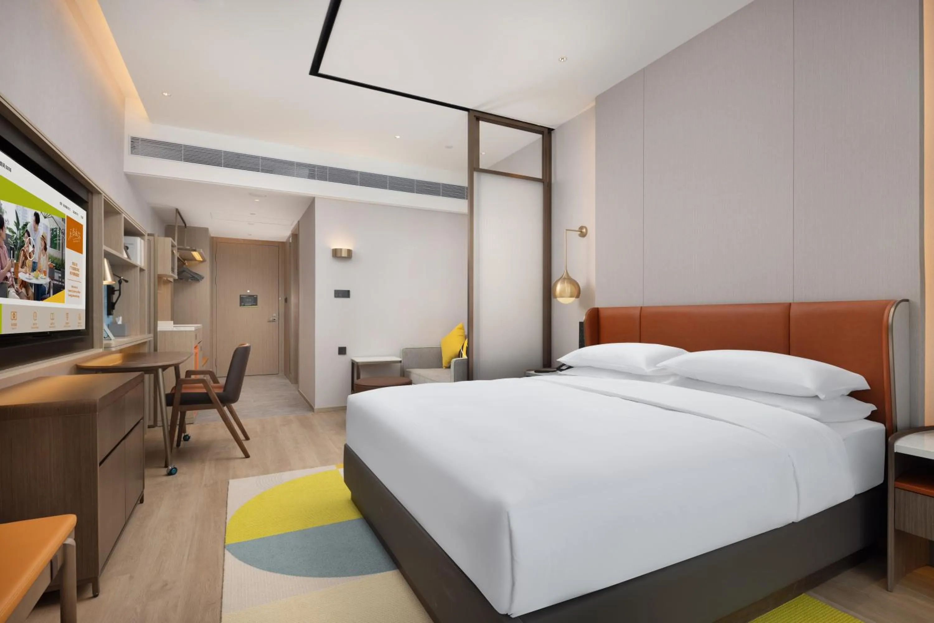 Photo of the whole room, Bed in Home2 Suites by Hilton Guangzhou Huangpu Science City Free shuttle buses are provided during the Canton Fair