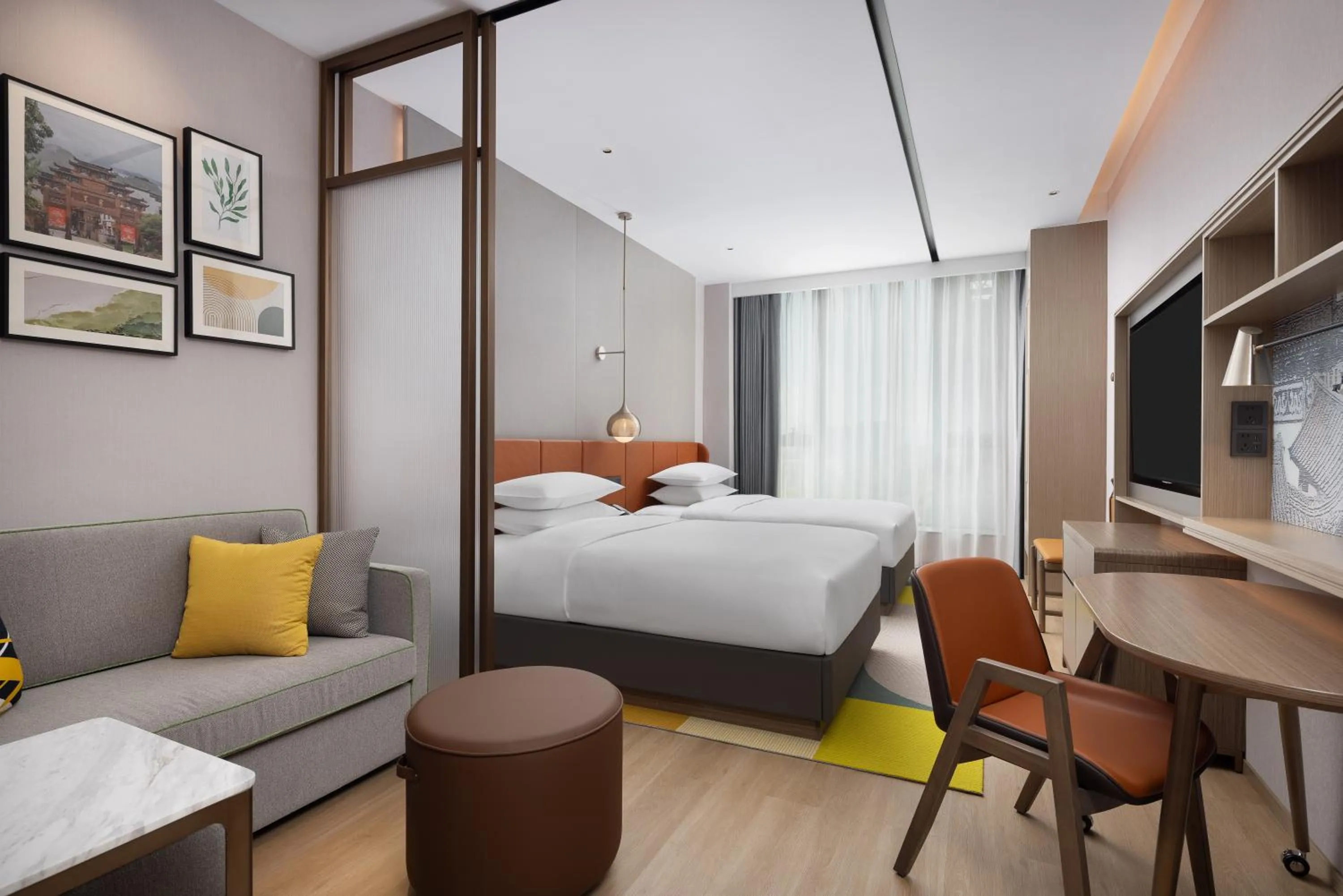 Bed in Home2 Suite by Hilton Jingdezhen Changnan