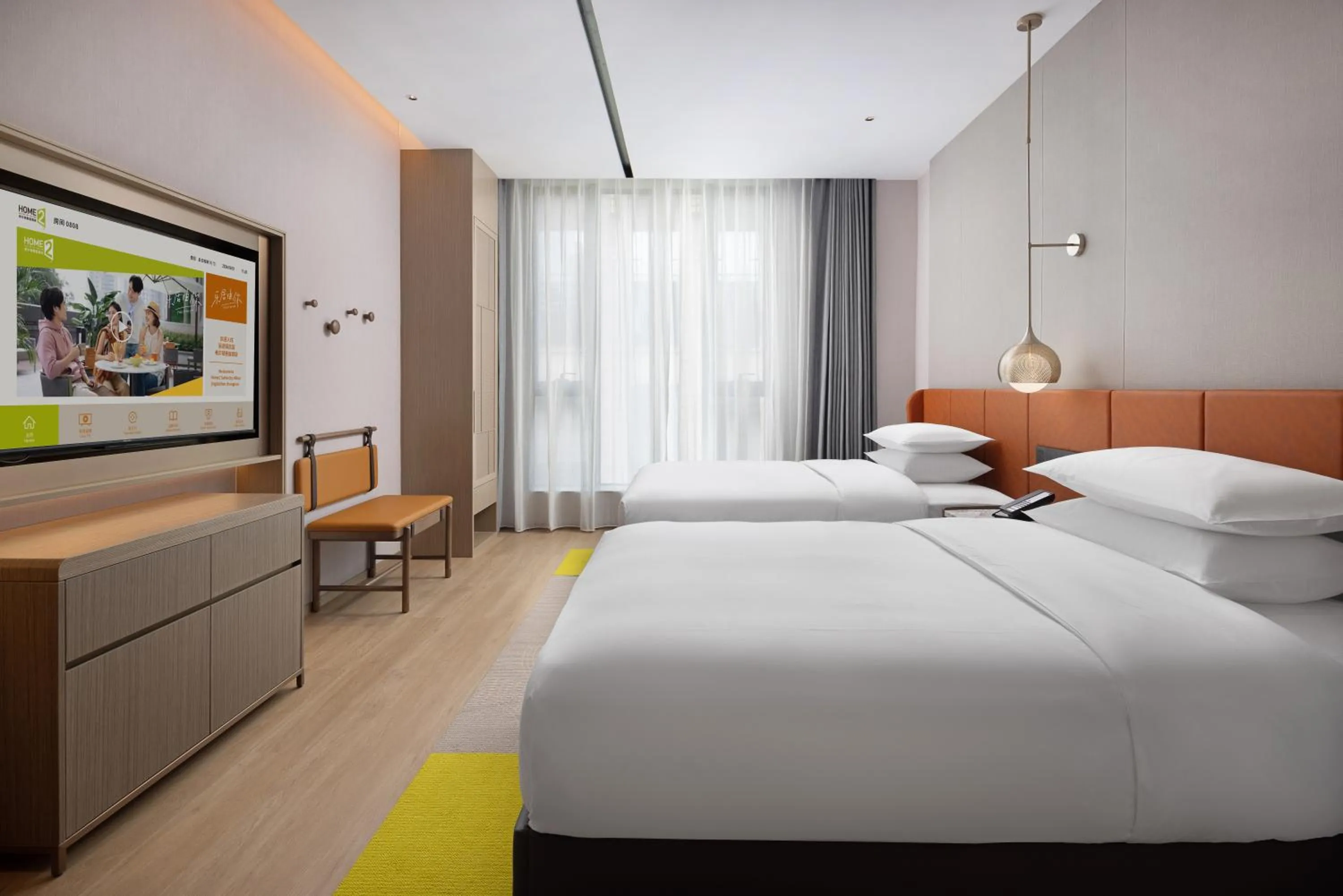 Bed in Home2 Suite by Hilton Jingdezhen Changnan