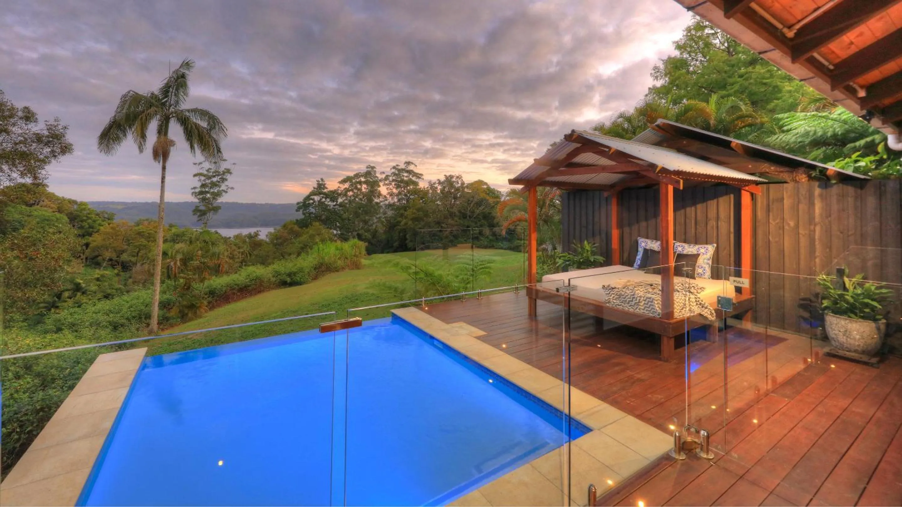 Pool view in Montville Misty View Cottages