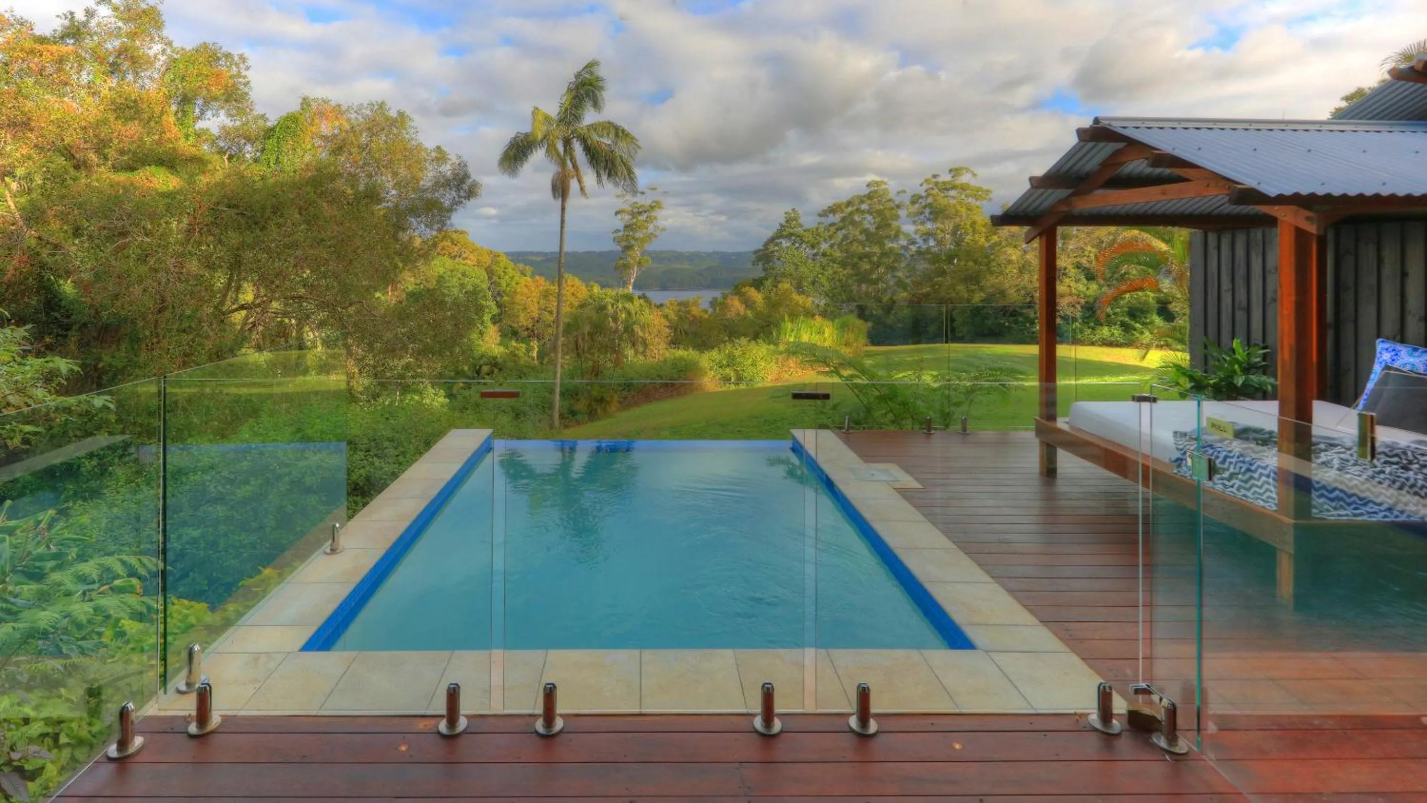 Pool view in Montville Misty View Cottages