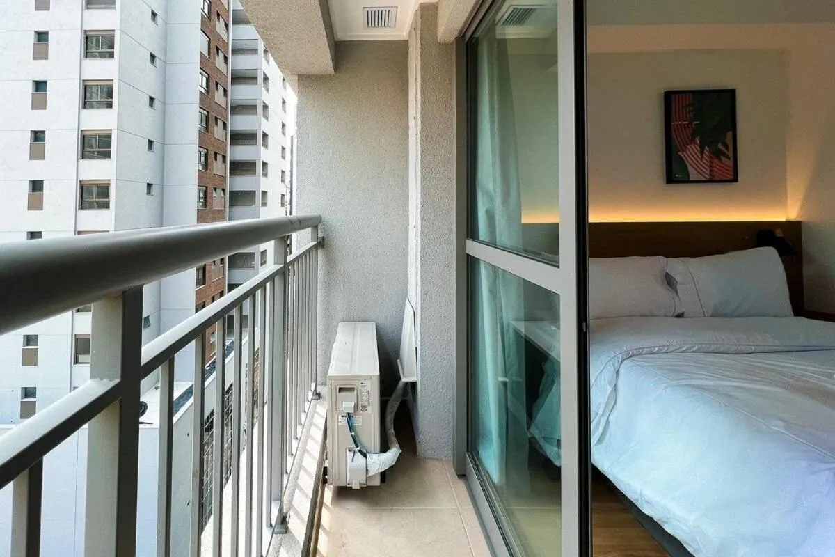 Balcony/Terrace, Bed in Zainalofts7Moema ao lado metro, Ibira, CASV 702/1202