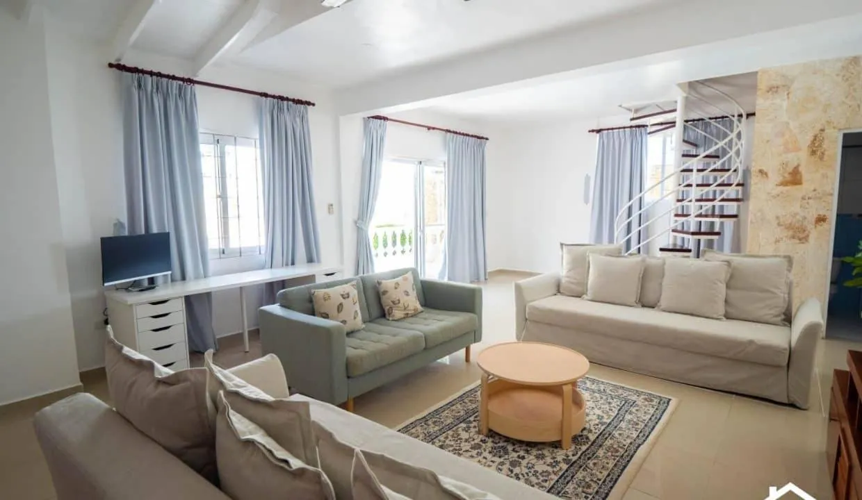 Living room in Brisas Doradas Beachfront Villa