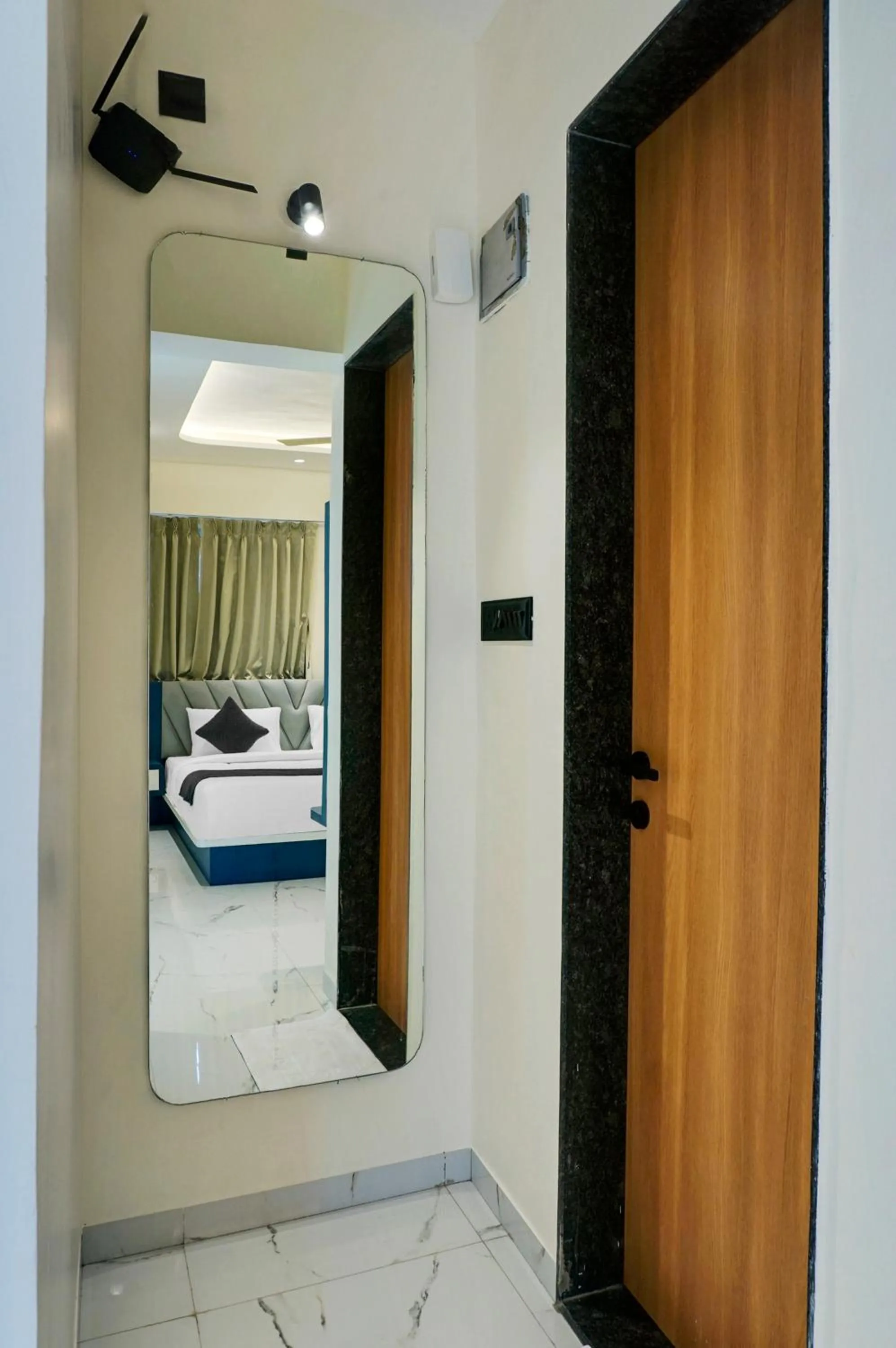 Bathroom, Bed in Palm Suites Baner- indian nationals only
