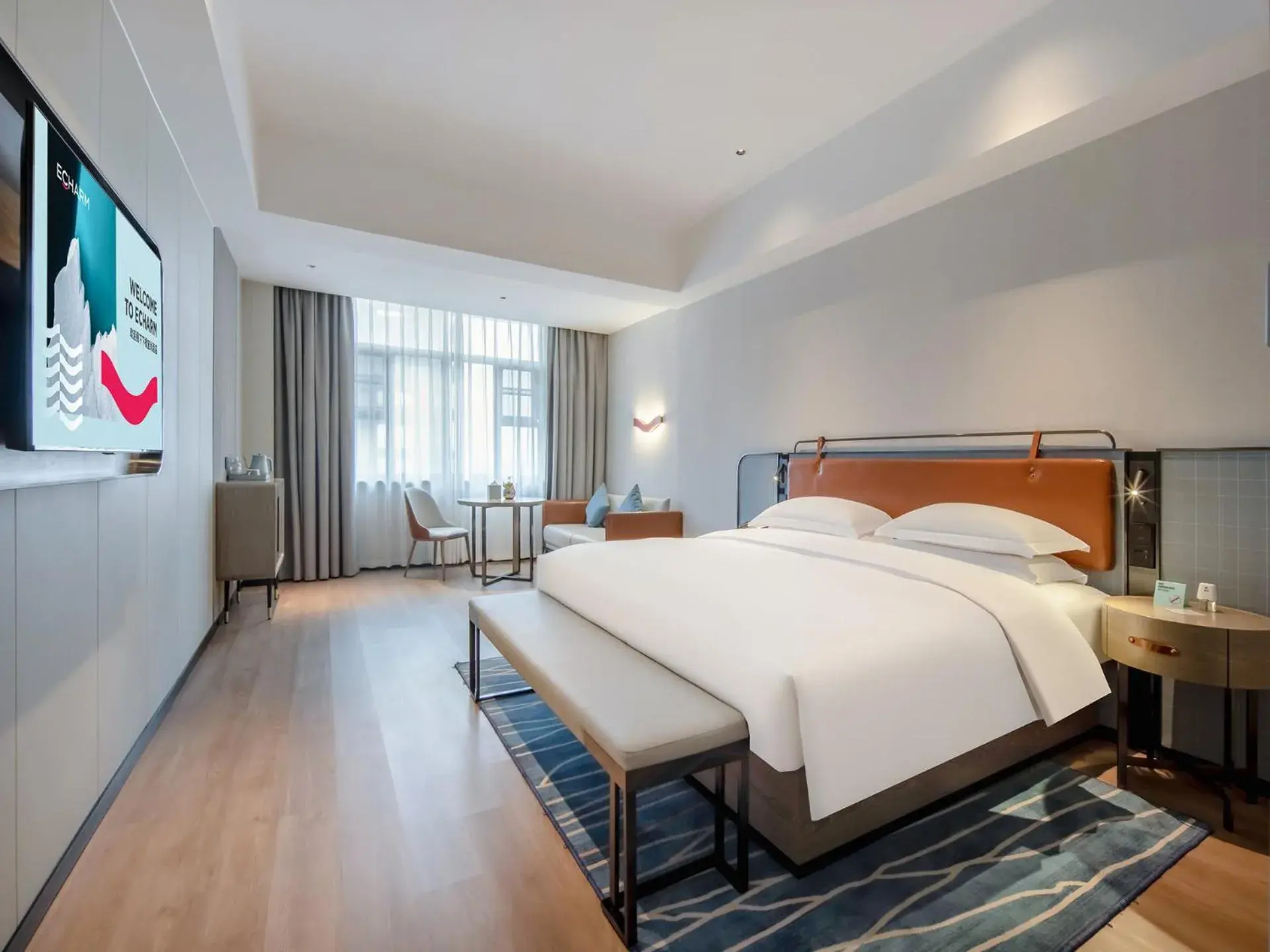 Bed in Echarm Hotel Fangchenggang Administration Center High Speed Railway Station Bed in Echarm Hotel Fangchenggang Administration Center High Speed Railway Station